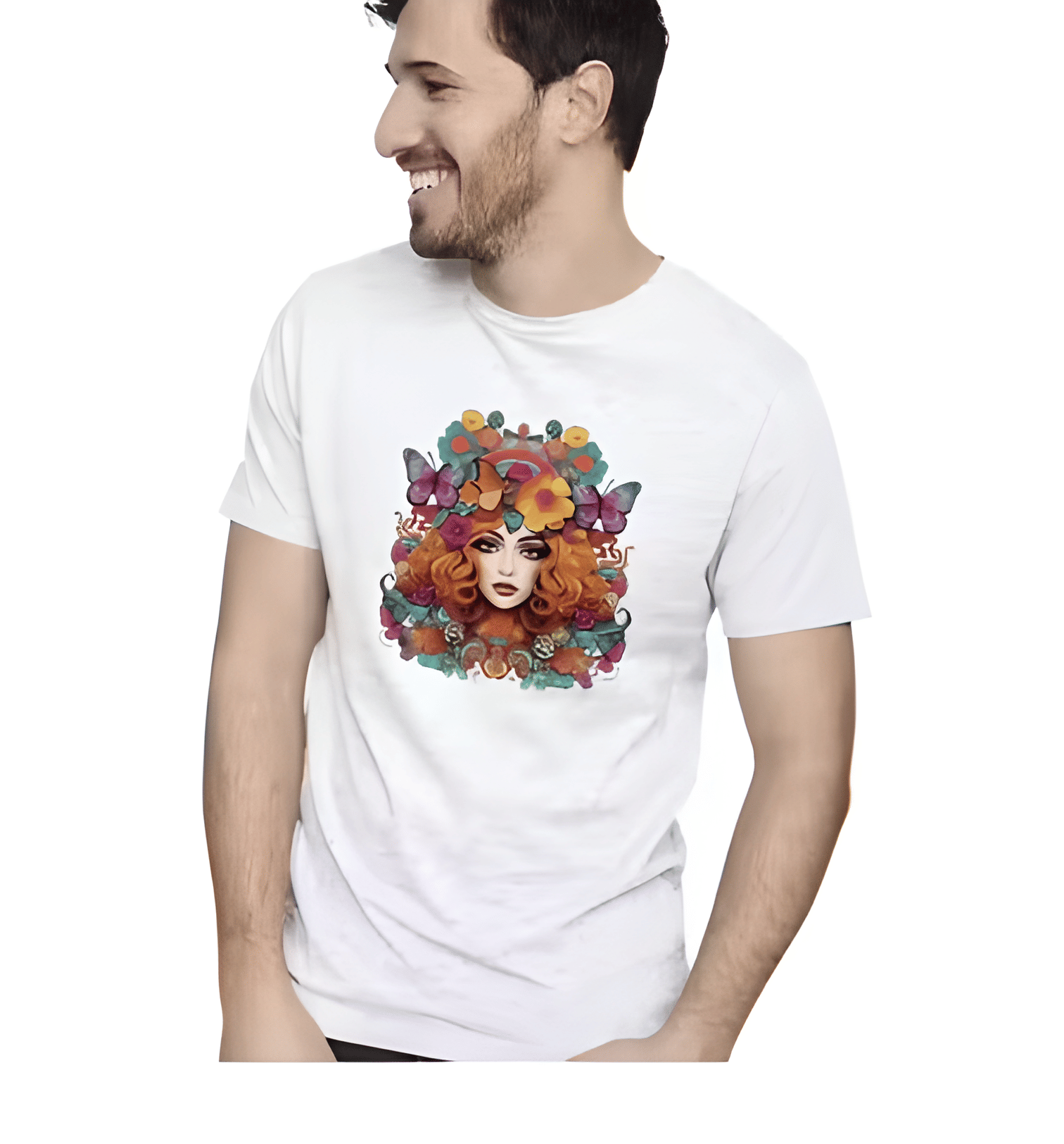     			KM Men Polyester Regular Fit Printed T-Shirt ( White )