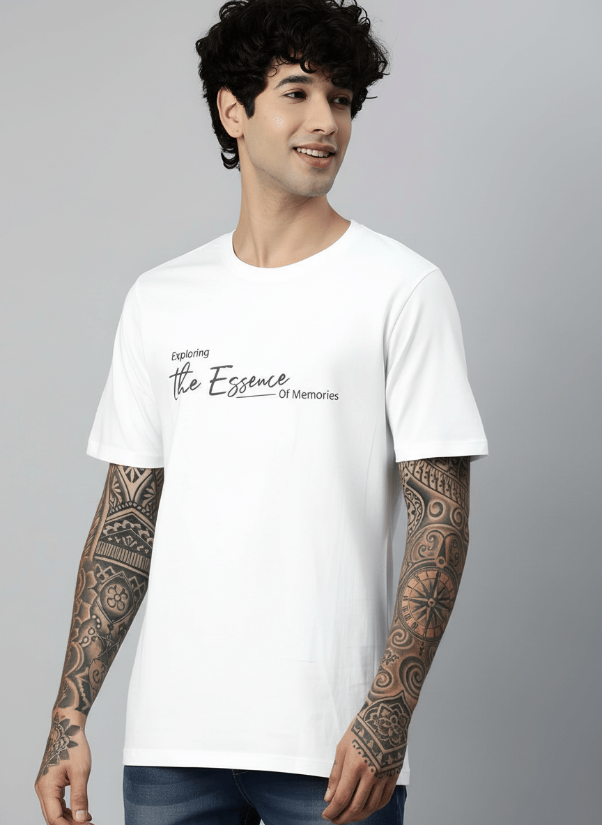     			KM Men Polyester Regular Fit Printed T-Shirt ( White )