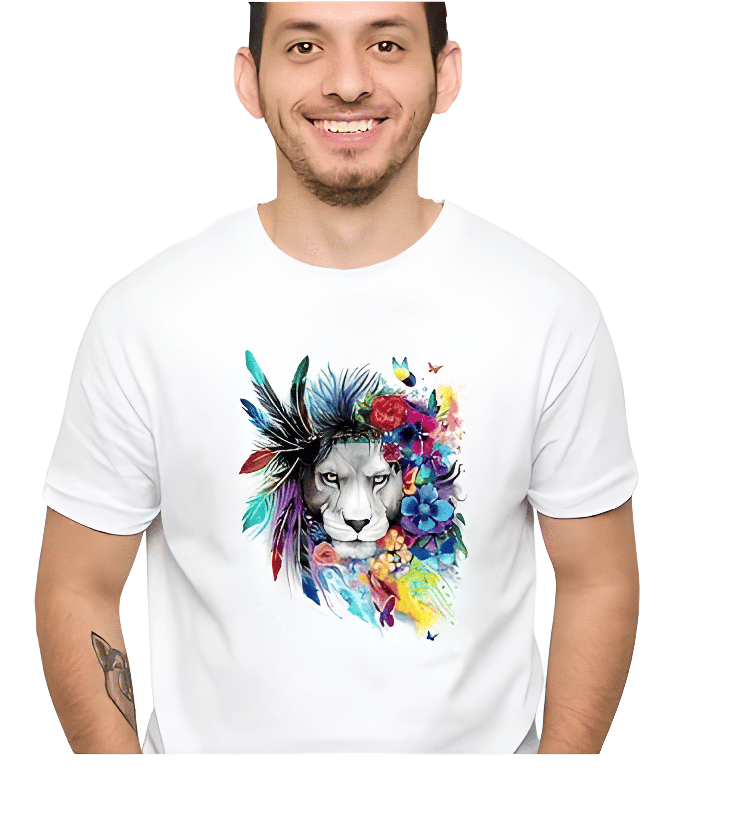     			KM Men Polyester Regular Fit Printed T-Shirt ( White )