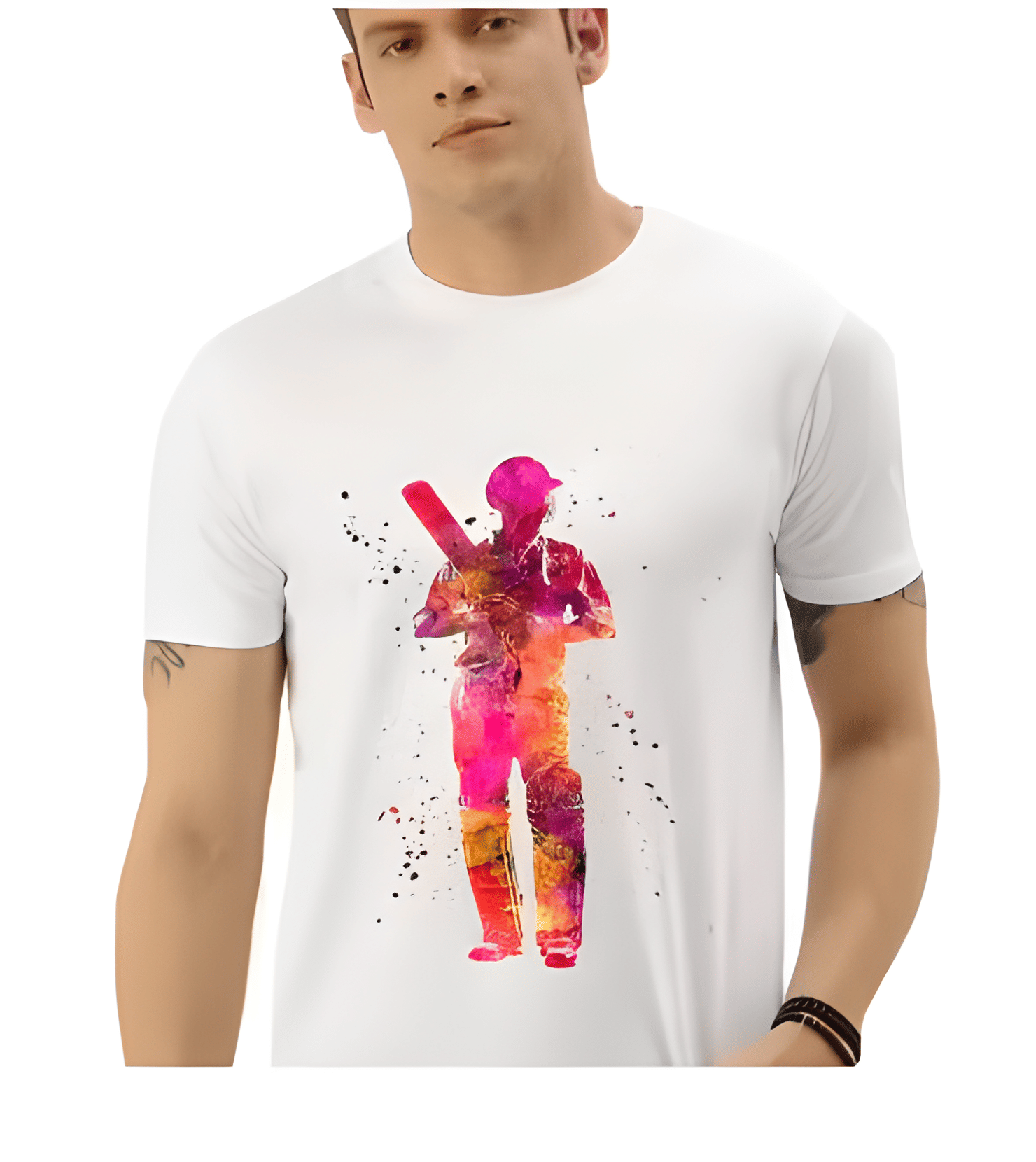     			KM Men Polyester Regular Fit Printed T-Shirt ( White )