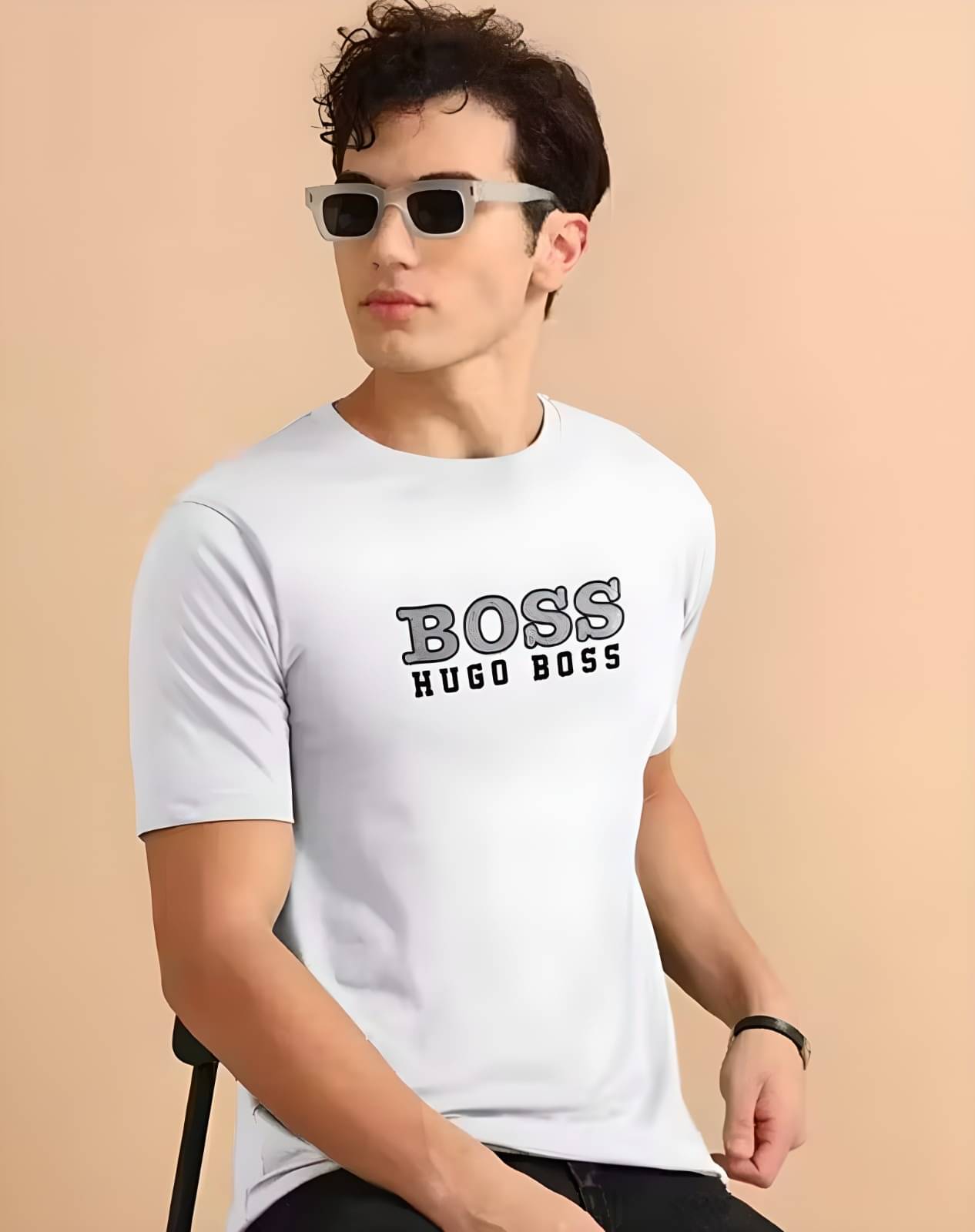     			KM Men Polyester Regular Fit Printed T-Shirt ( White )