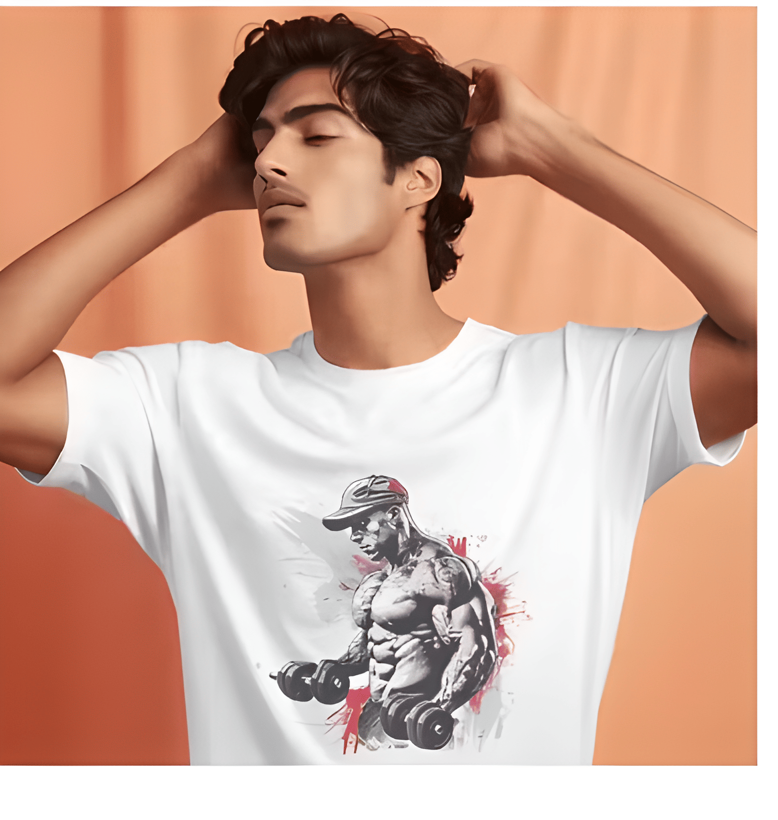     			KM Men Polyester Regular Fit Printed T-Shirt ( White )