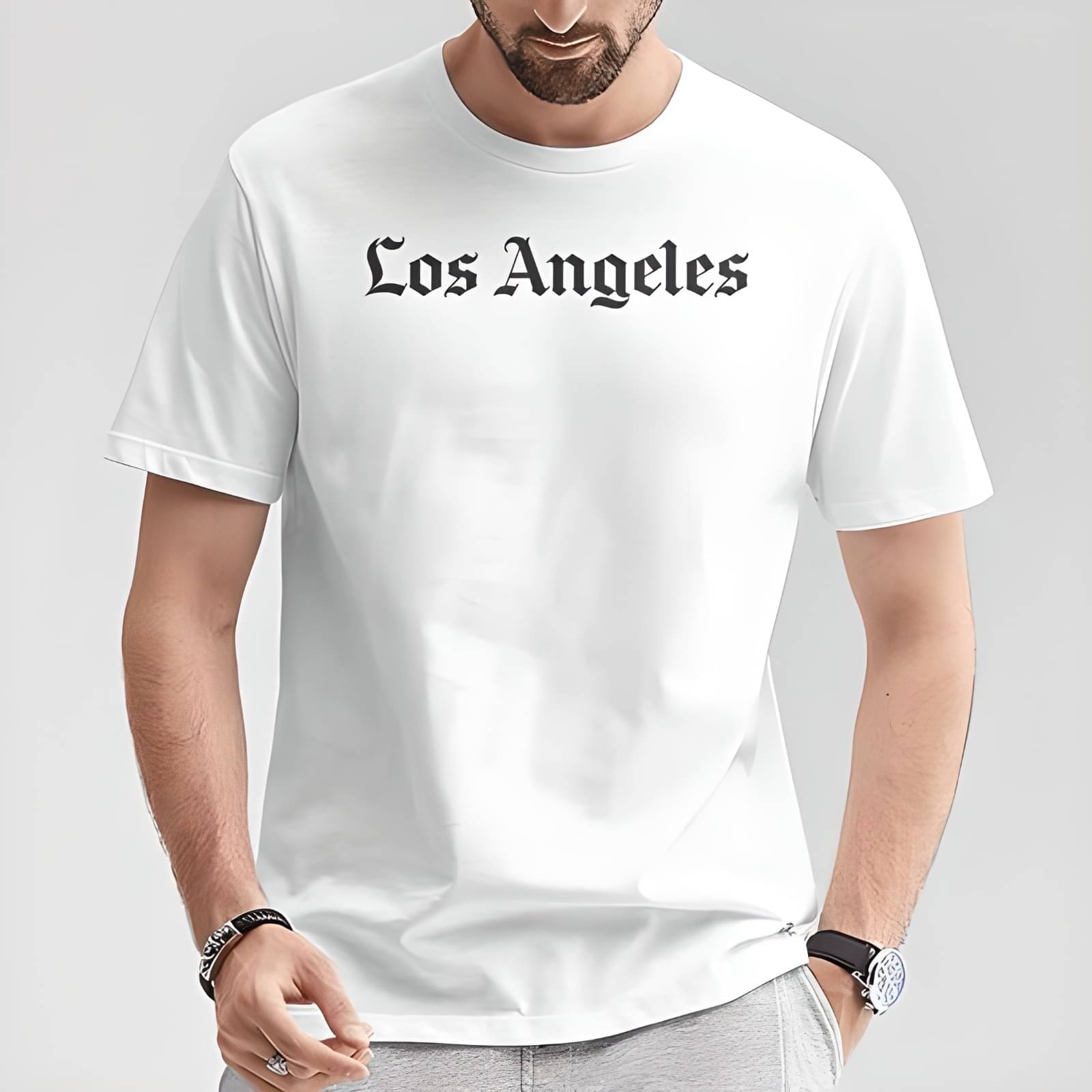     			KM Men Polyester Regular Fit Printed T-Shirt ( White )