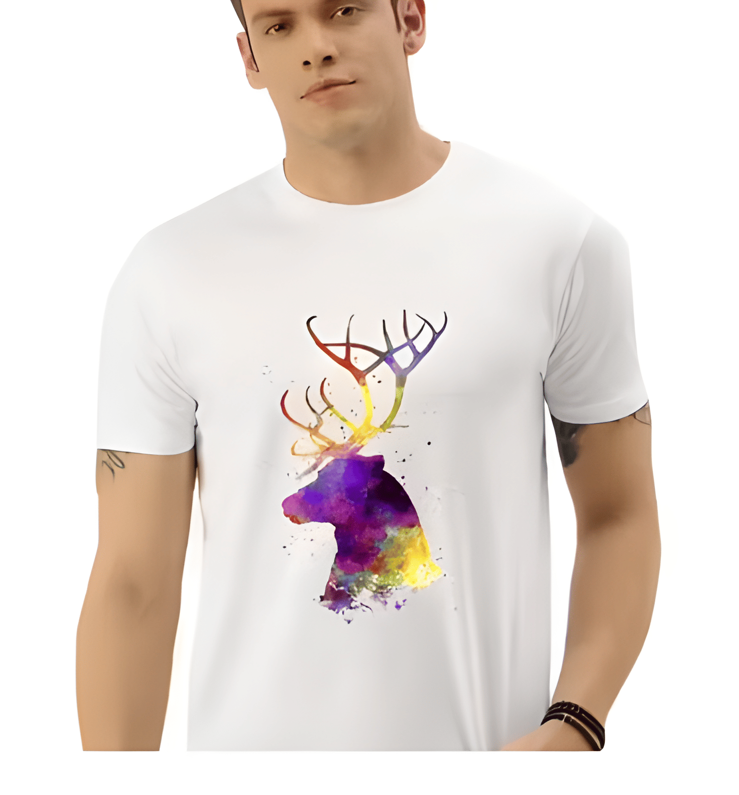     			KM Men Polyester Regular Fit Printed T-Shirt ( White )