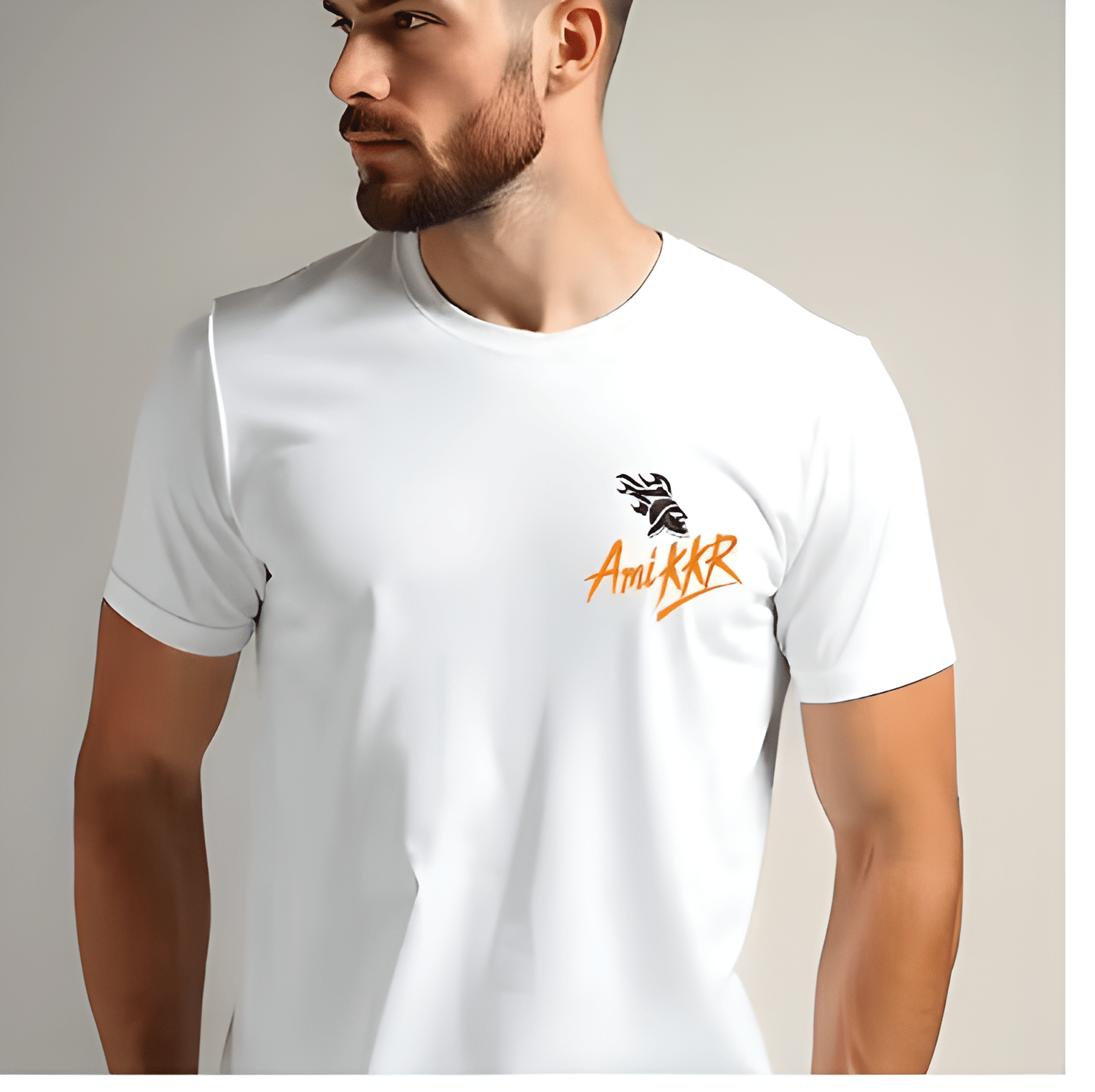     			KM Men Polyester Regular Fit Printed T-Shirt ( White )