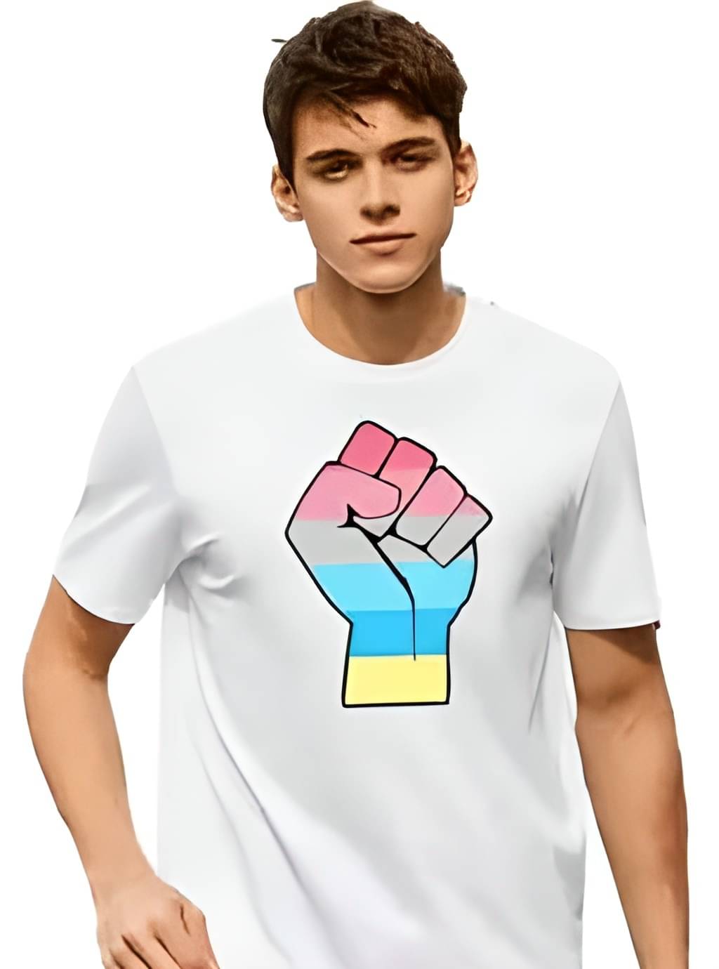     			KM Men Polyester Regular Fit Printed T-Shirt ( White )