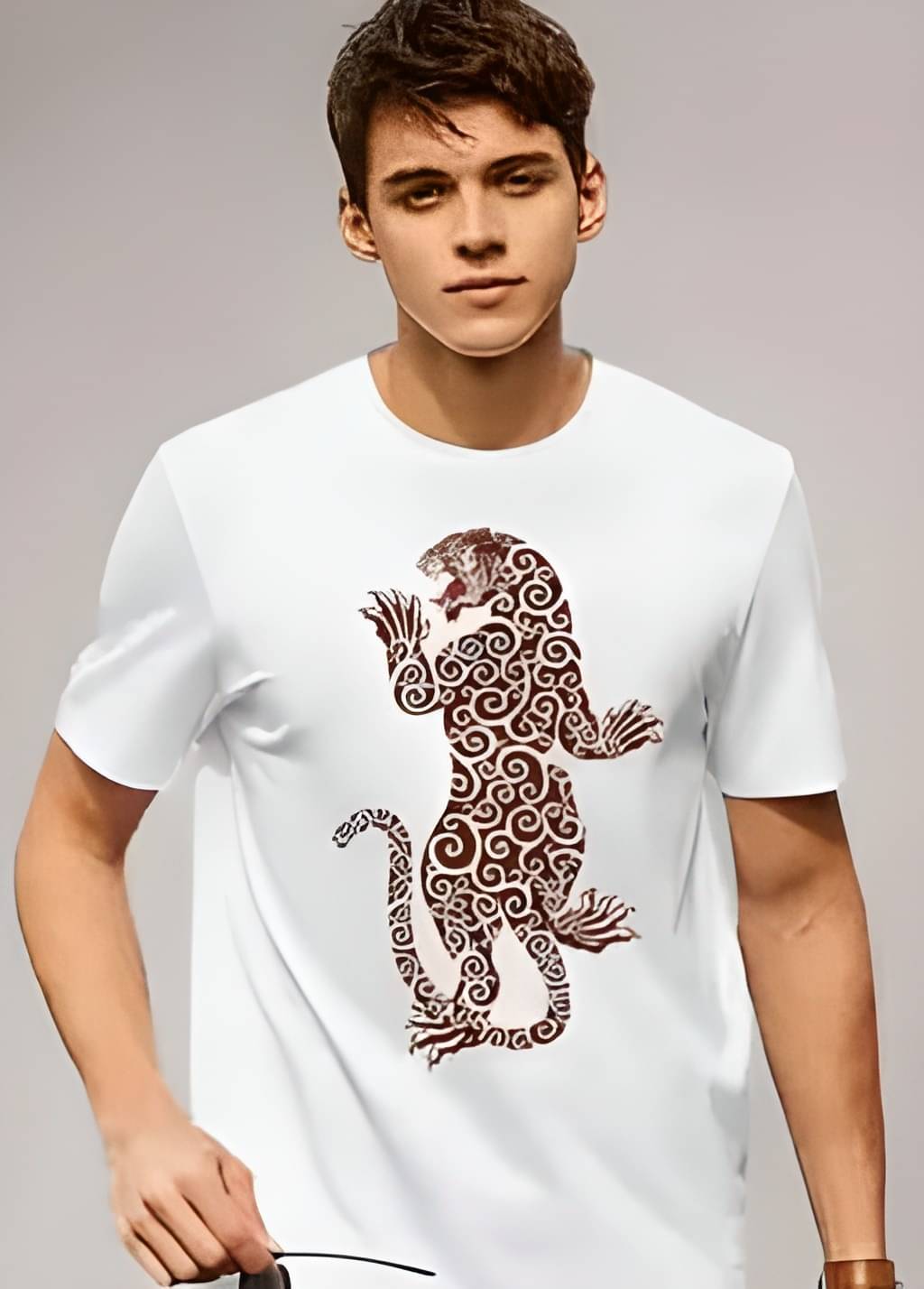     			KM Men Polyester Regular Fit Printed T-Shirt ( White )