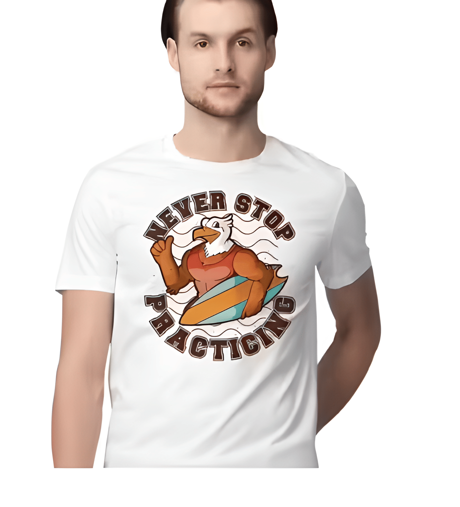     			KM Men Polyester Regular Fit Printed T-Shirt ( White )