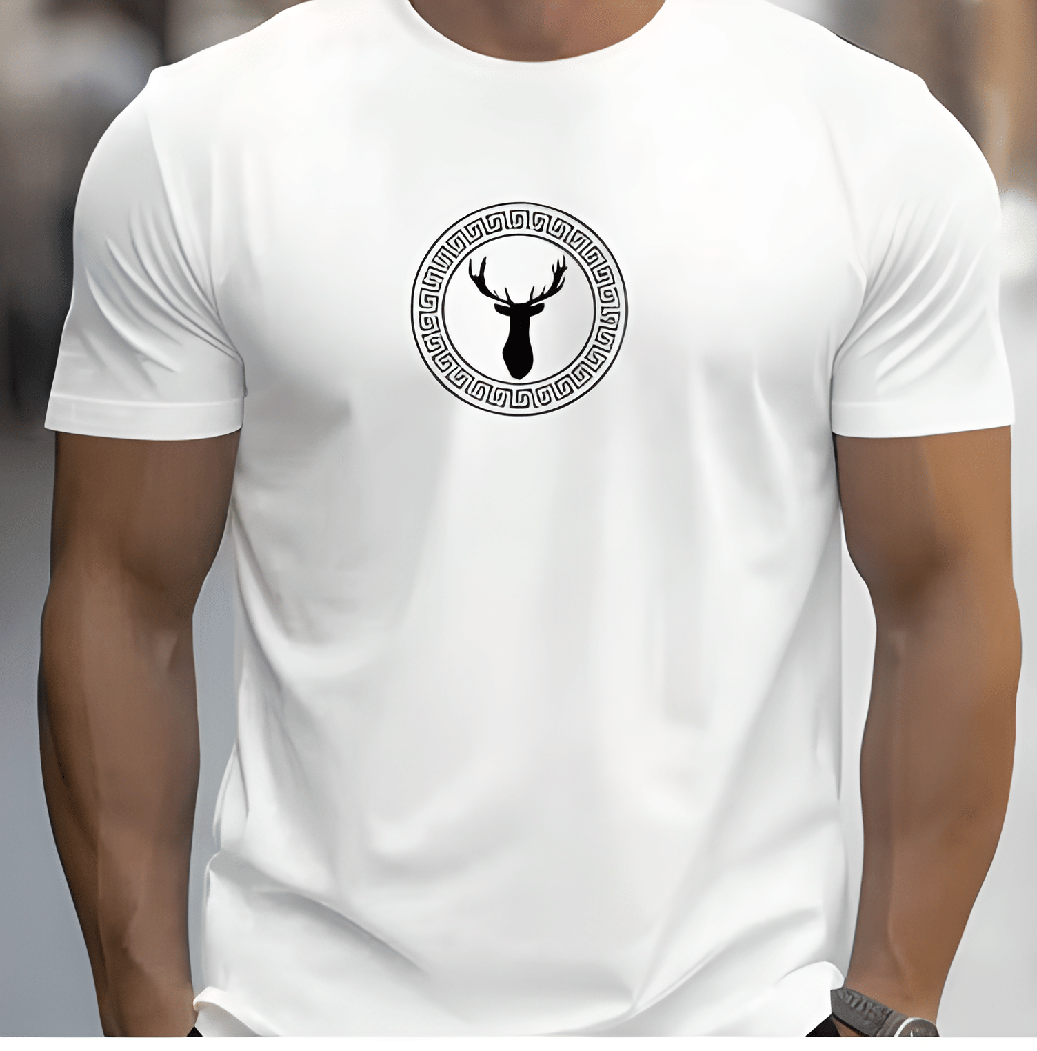     			KM Men Polyester Regular Fit Printed T-Shirt ( White )