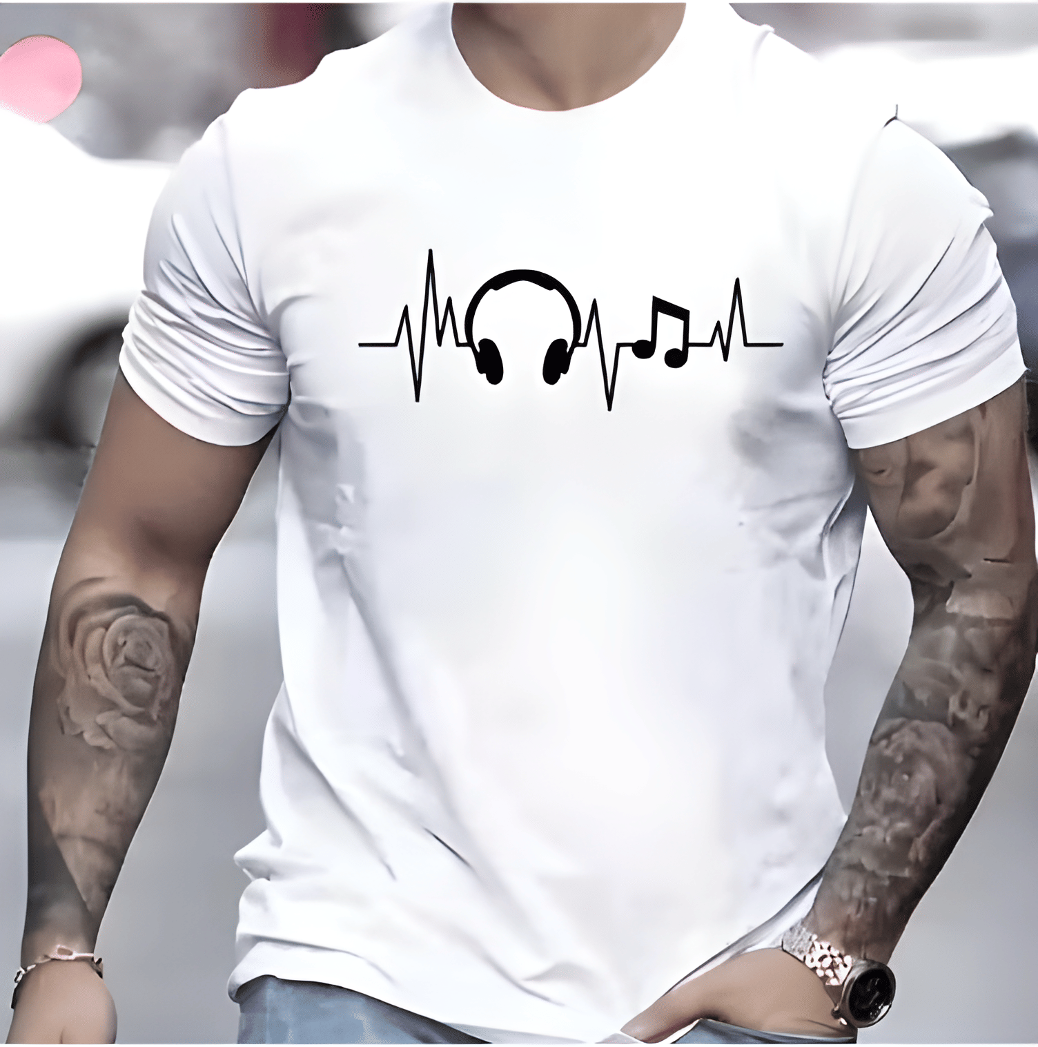     			KM Men Polyester Regular Fit Printed T-Shirt ( White )