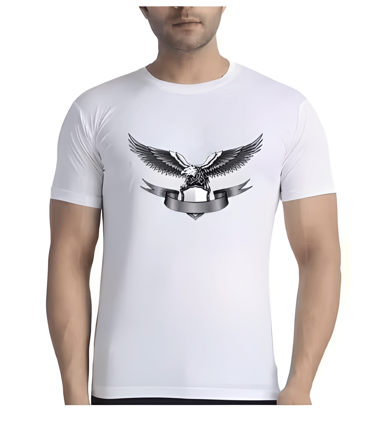     			KM Men Polyester Regular Fit Printed T-Shirt ( White )