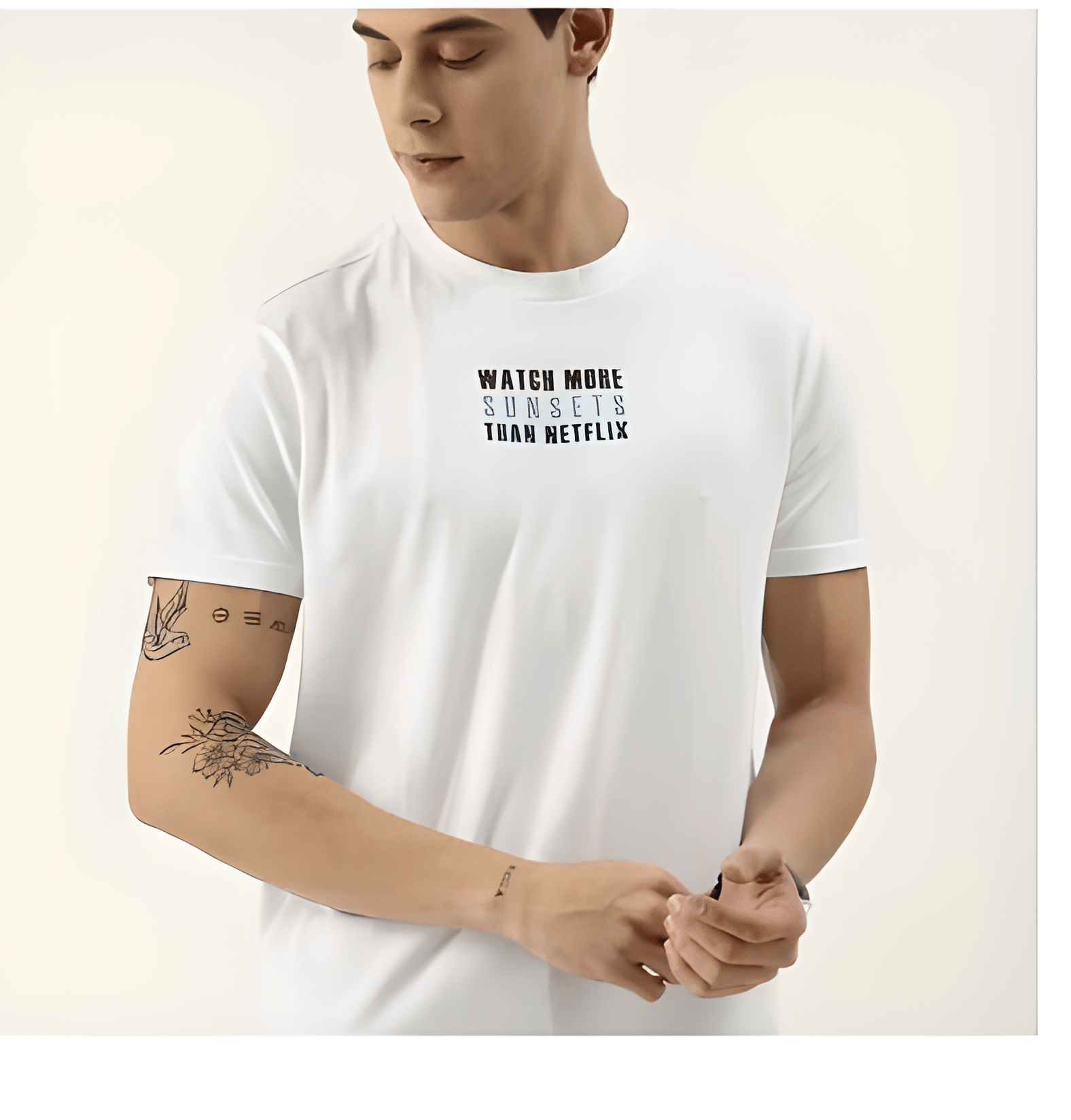     			KM Men Polyester Regular Fit Printed T-Shirt ( White )