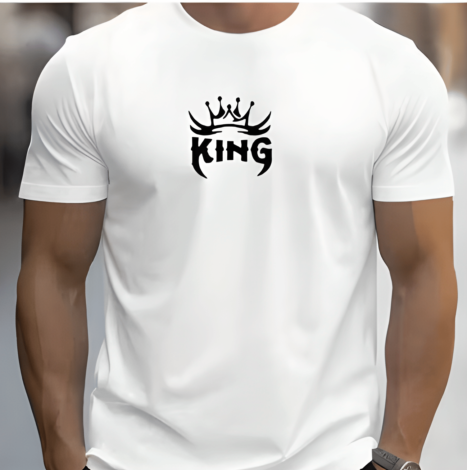     			KM Men Polyester Regular Fit Printed T-Shirt ( White )