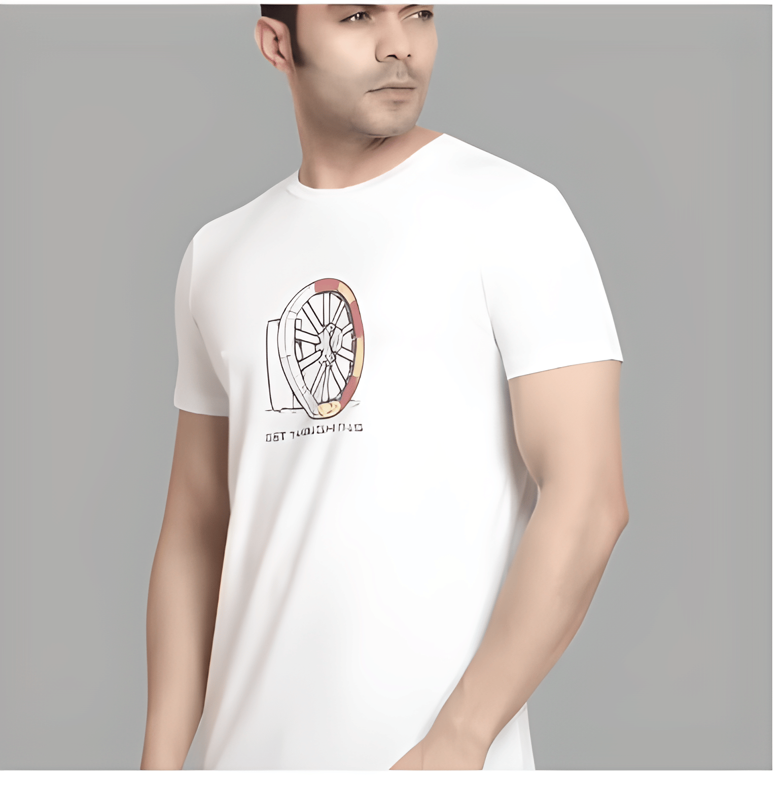    			KM Men Polyester Regular Fit Printed T-Shirt ( White )
