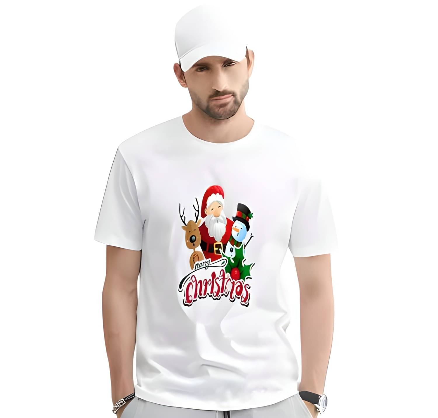     			KM Men Polyester Regular Fit Printed T-Shirt ( White )