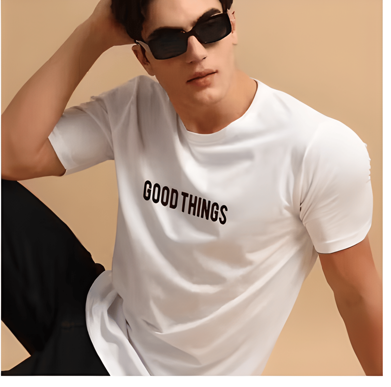     			KM Men Polyester Regular Fit Printed T-Shirt ( White )