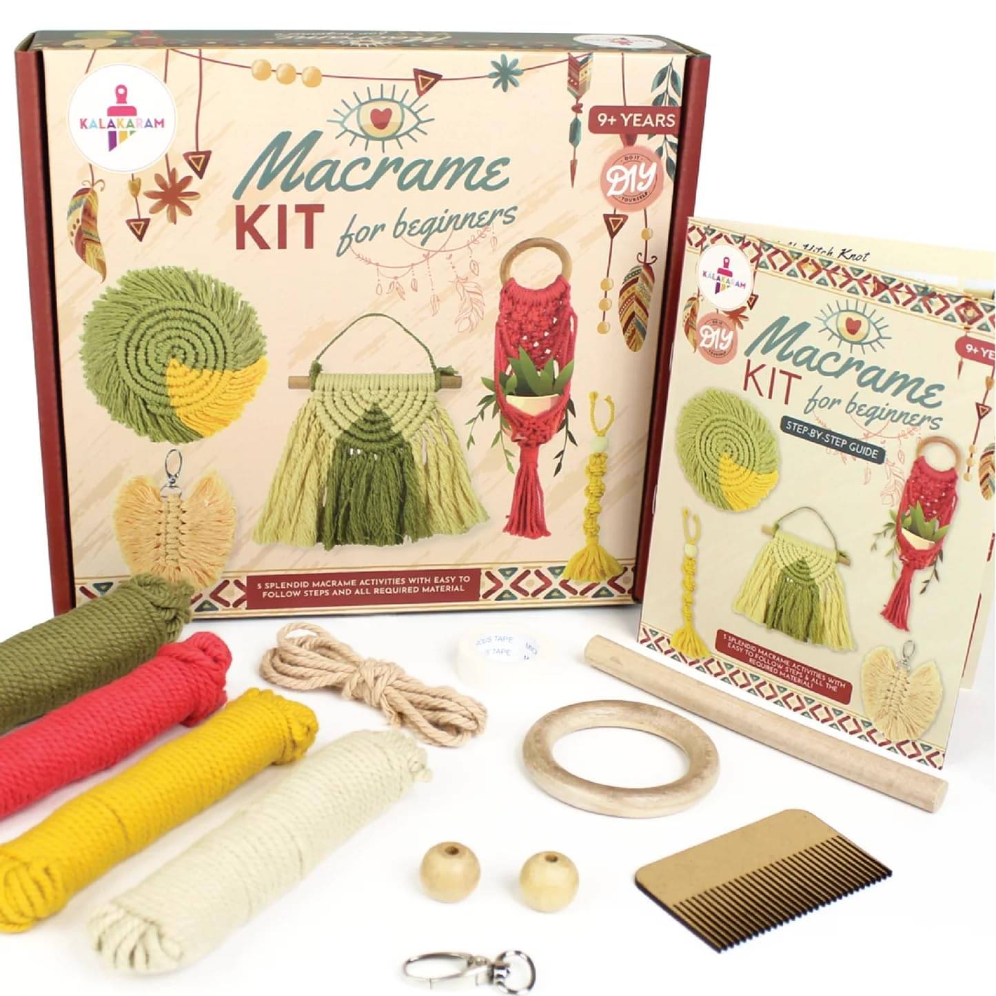     			Kalakaram Cotton, Wood, Paper Macrame Kit for Beginners, Embroidery Kit, Art & Craft Kits, DIY Activity Kit, Birthday Gift for Girls, Boys, Adults, Kids Age 10, 11, 12, 13, 14, 15+ Years, Multicolor