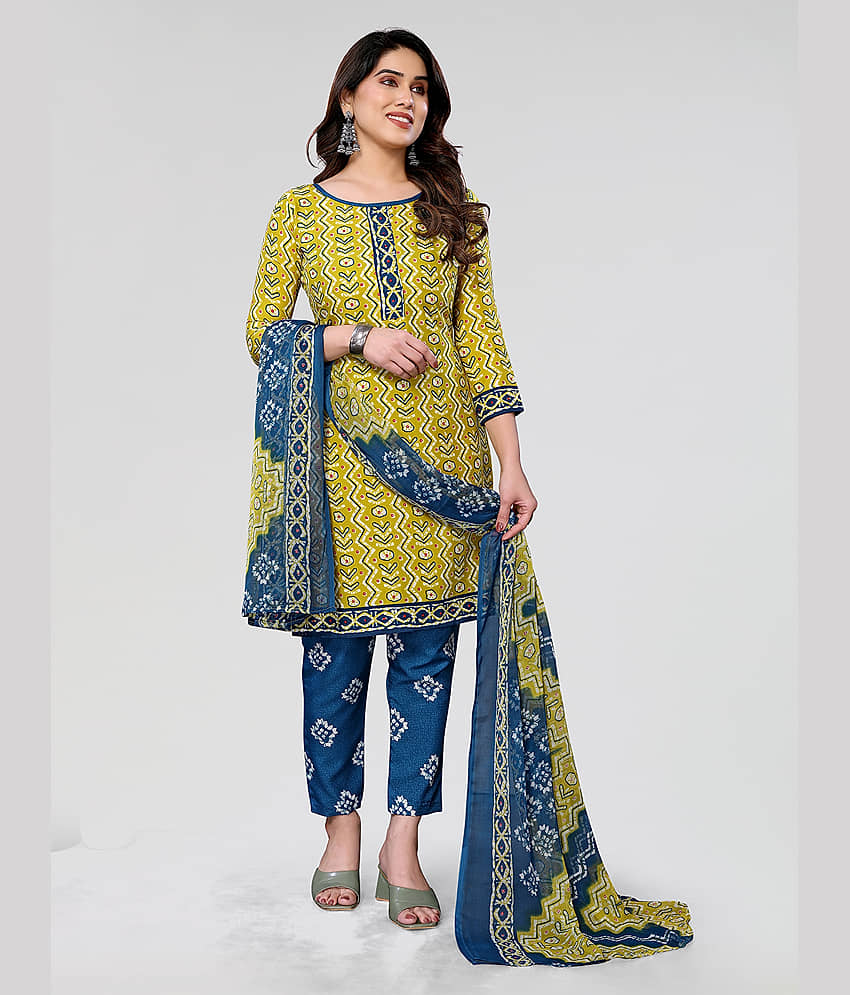 Kashvi Sarees Women Crepe Unstitched Dress Material ( Yellow ) - Unstitched Fabrics | Buy online on ZillyBuy