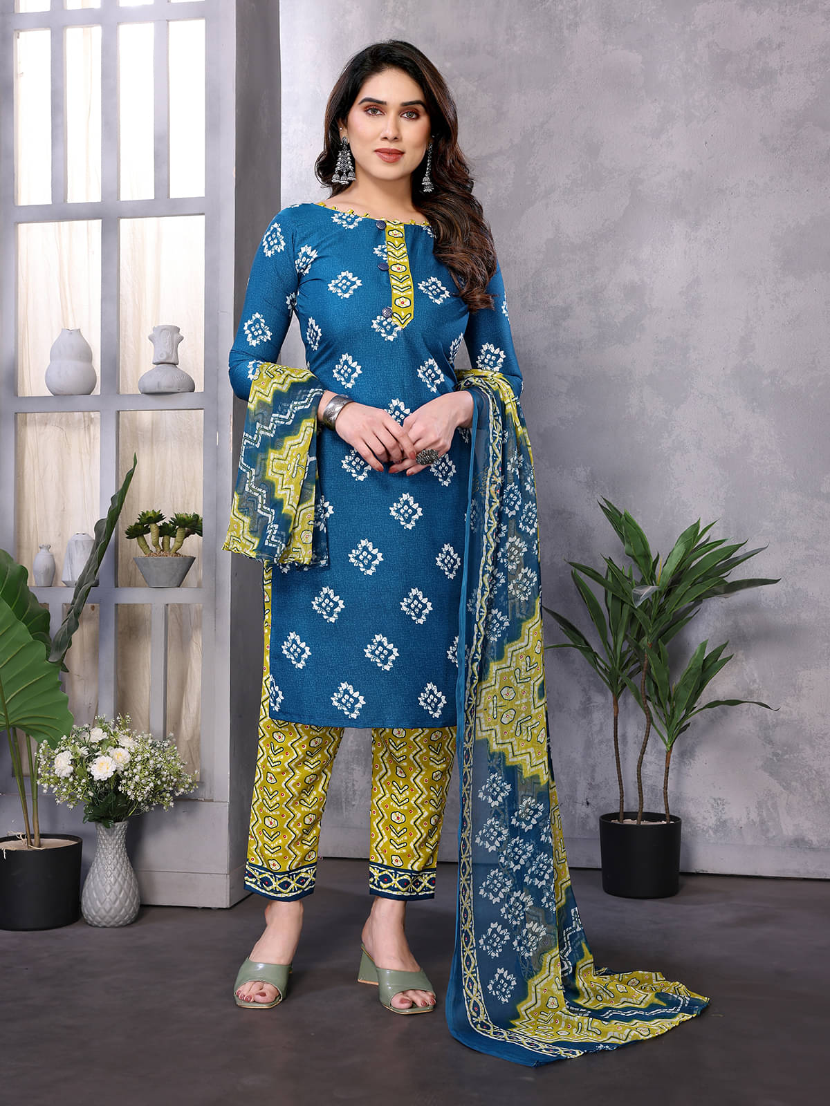     			Kashvi Sarees Women Crepe Unstitched Dress Material ( Blue )