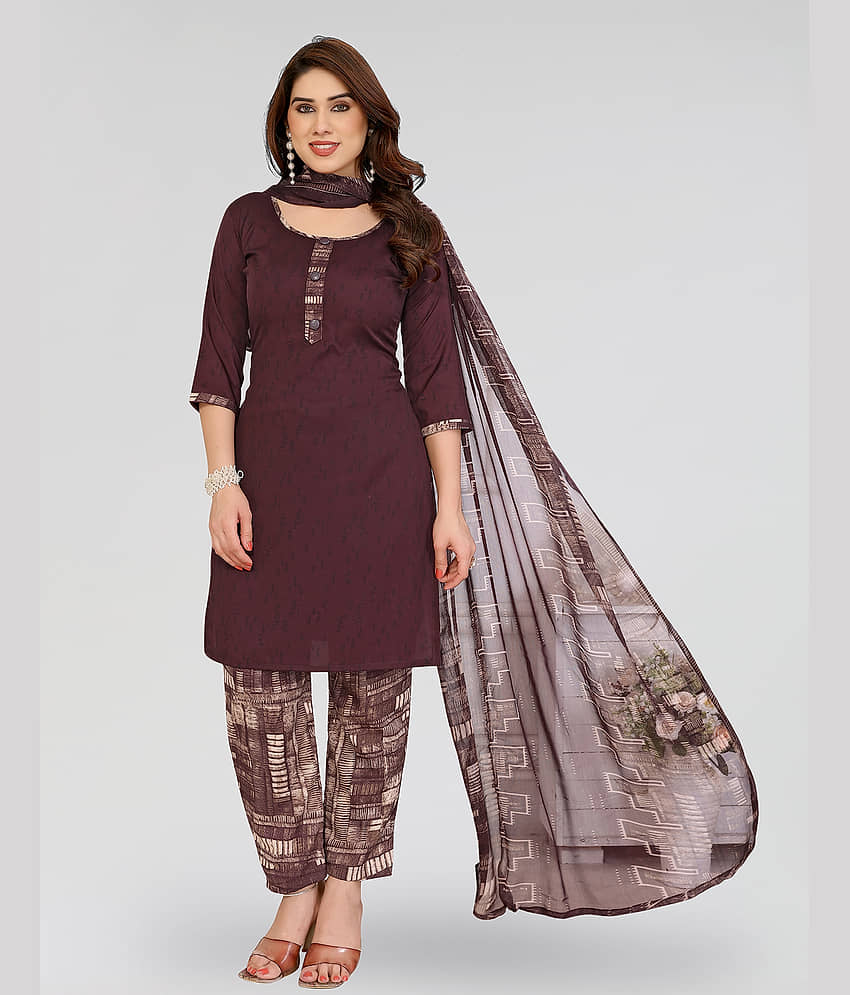 Kashvi Sarees Women Crepe Unstitched Dress Material ( Brown ) - Unstitched Fabrics | Buy online on ZillyBuy