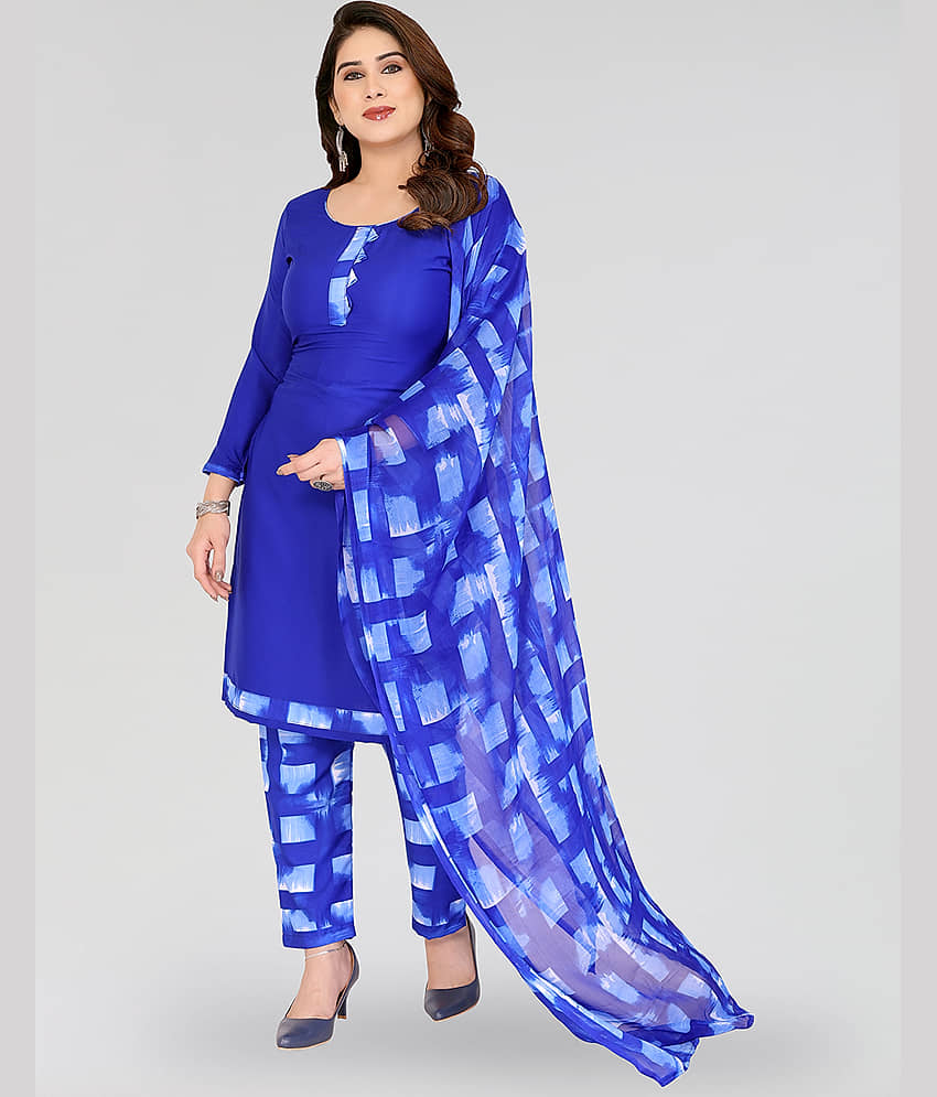 Kashvi Sarees Women Crepe Unstitched Dress Material ( Blue ) - Unstitched Fabrics | Buy online on ZillyBuy