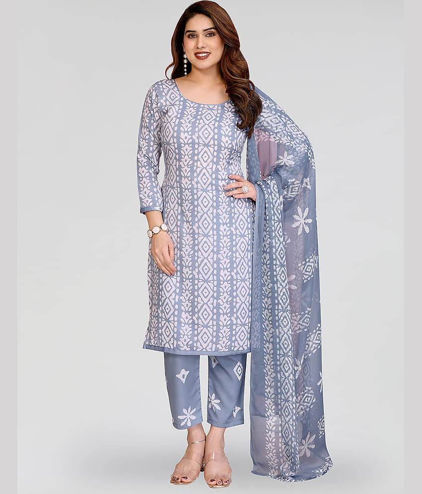 Kashvi Sarees Women Crepe Unstitched Dress Material ( Grey ) - Unstitched Fabrics | Buy online on ZillyBuy