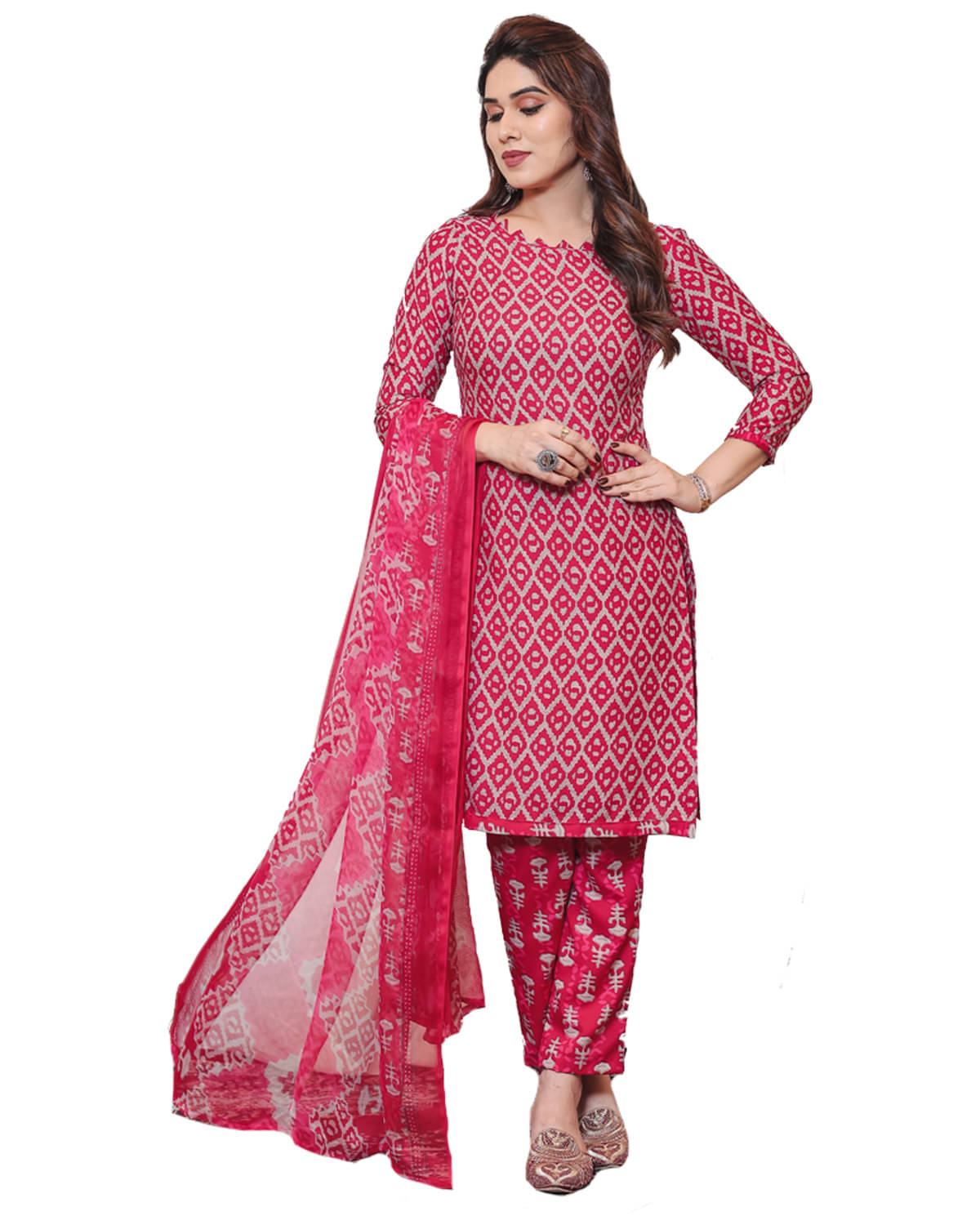     			Kashvi Sarees Women Crepe Unstitched Dress Material ( Red )