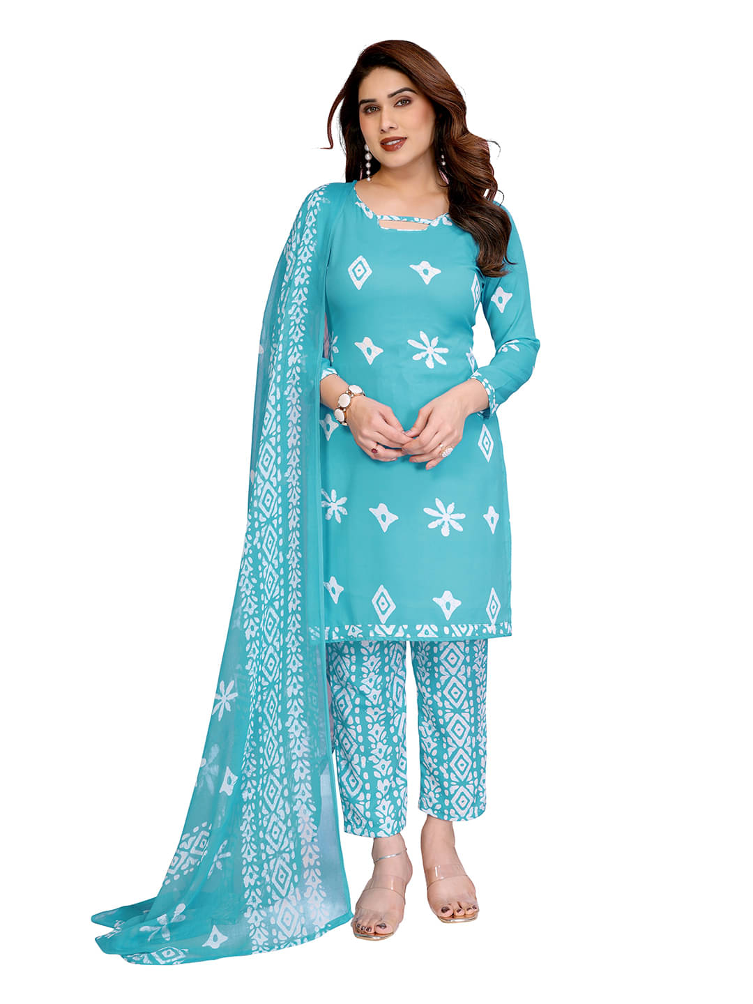    			Kashvi Sarees Women Crepe Unstitched Dress Material ( Blue )