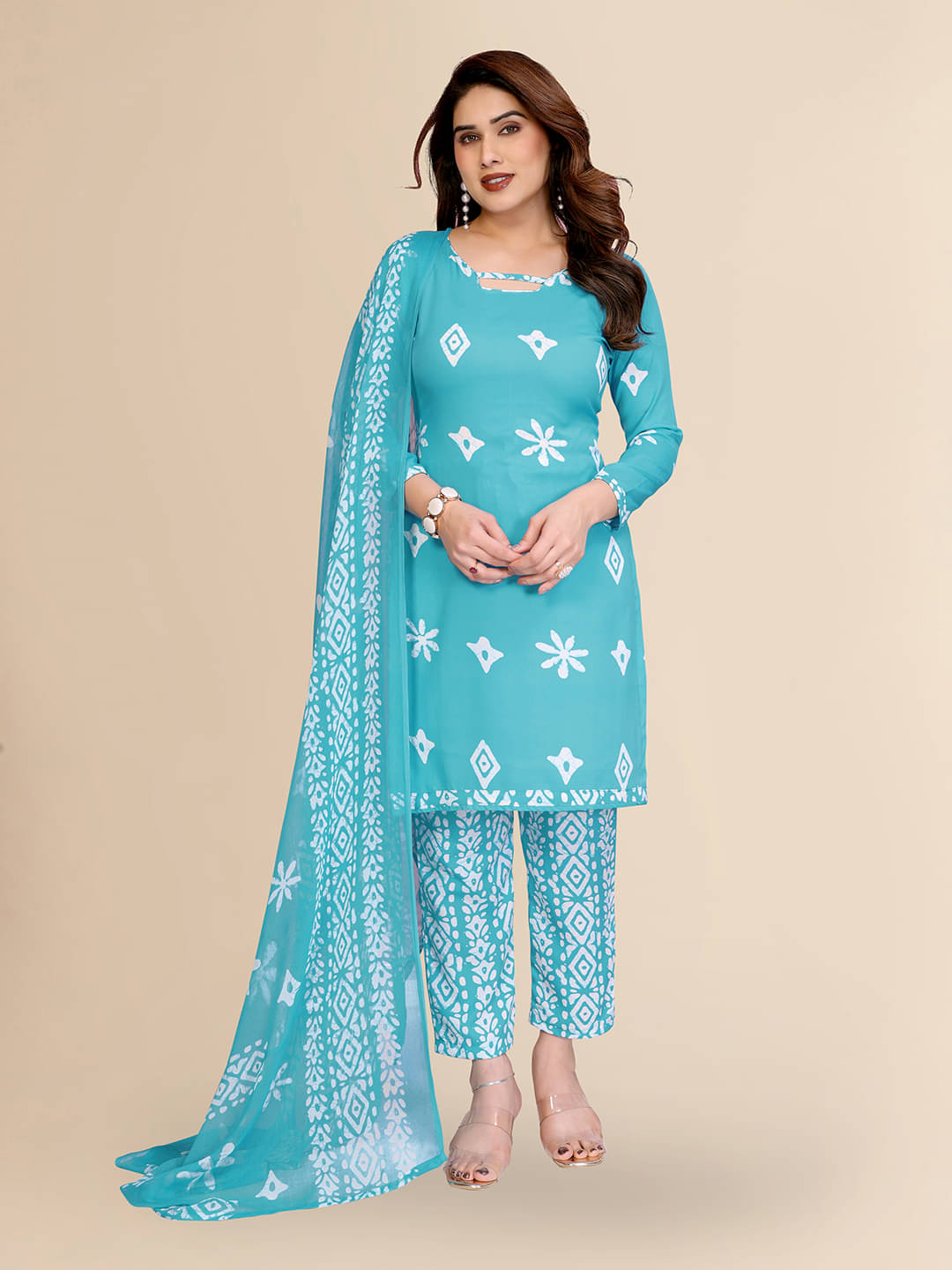     			Kashvi Sarees Women Crepe Unstitched Dress Material ( Blue )