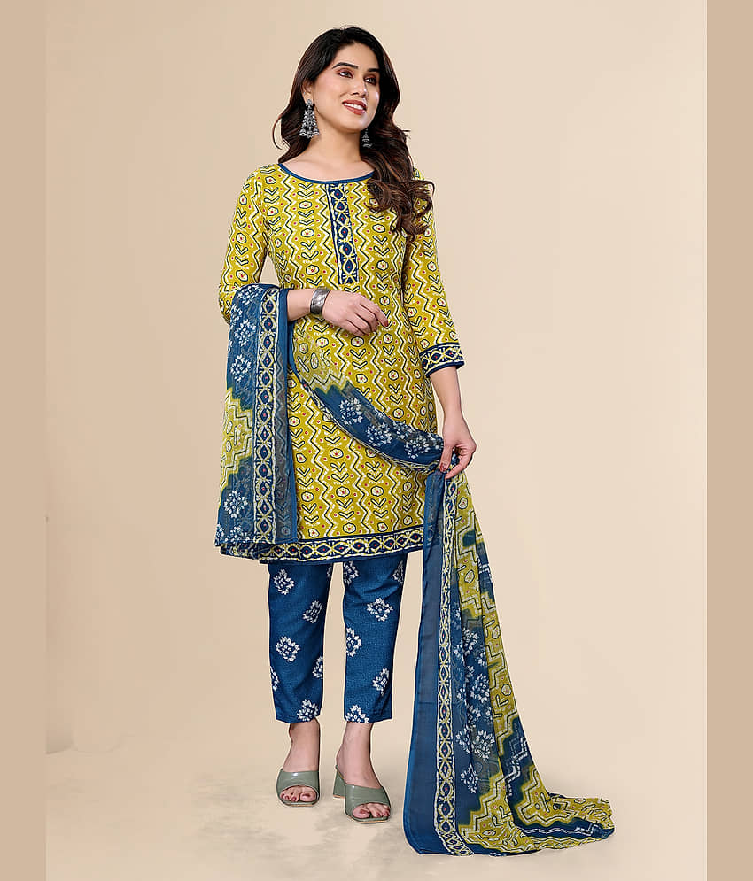 Kashvi Sarees Women Crepe Unstitched Dress Material ( Yellow ) - Unstitched Fabrics | Buy online on ZillyBuy