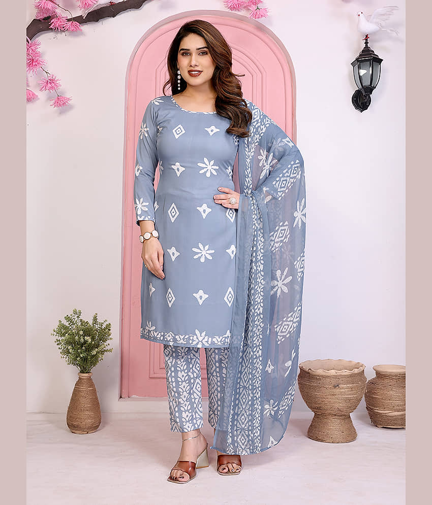 Kashvi Sarees Women Crepe Unstitched Dress Material ( Grey ) - Unstitched Fabrics | Buy online on ZillyBuy