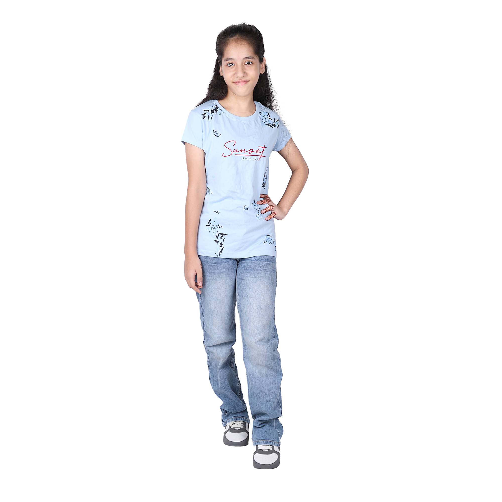     			Kidzee Kingdom Pack of 1 Girls Cotton T-Shirt ( Blue )