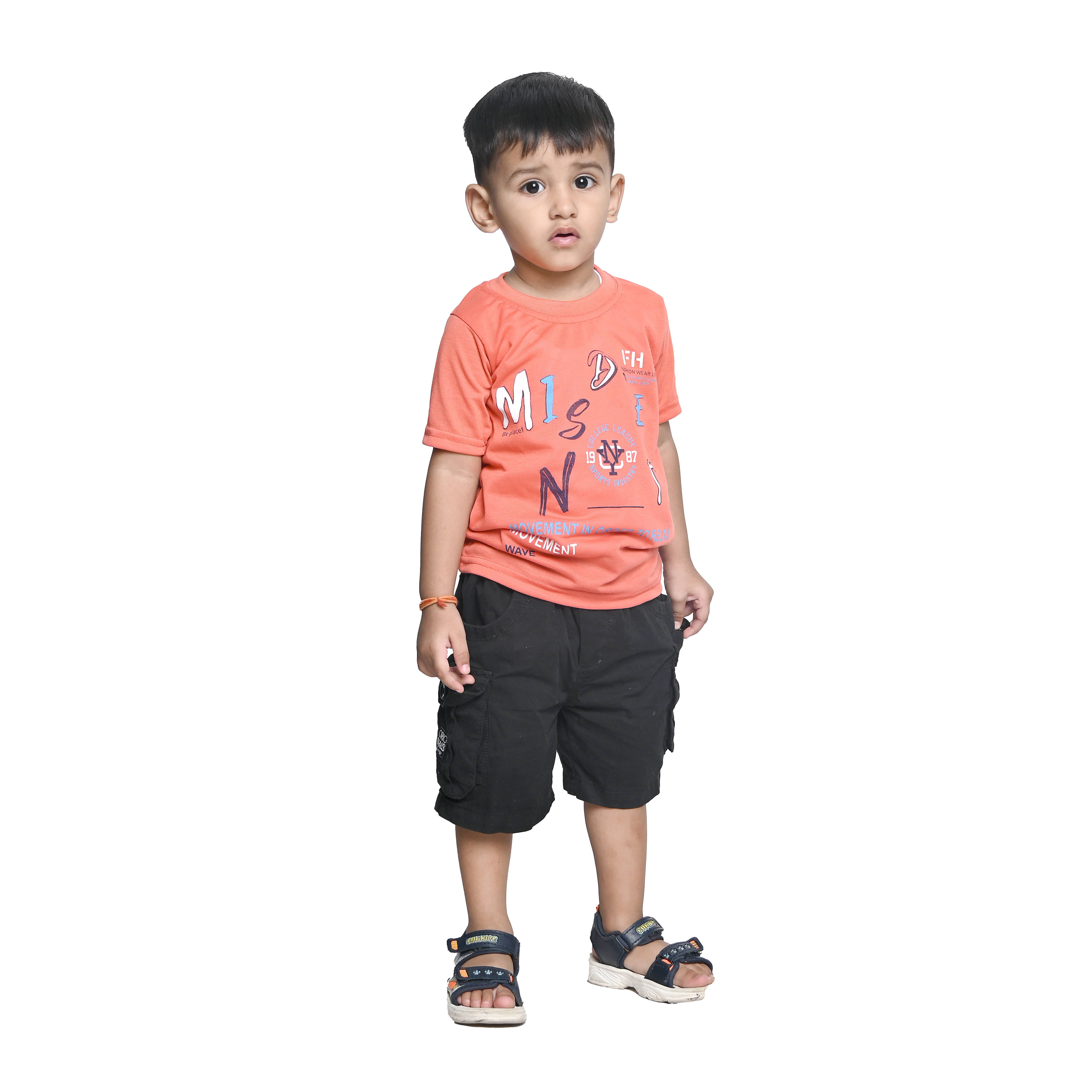     			Kidzee Kingdom Pack of 1 Baby Boys Cotton T-Shirt ( Orange )