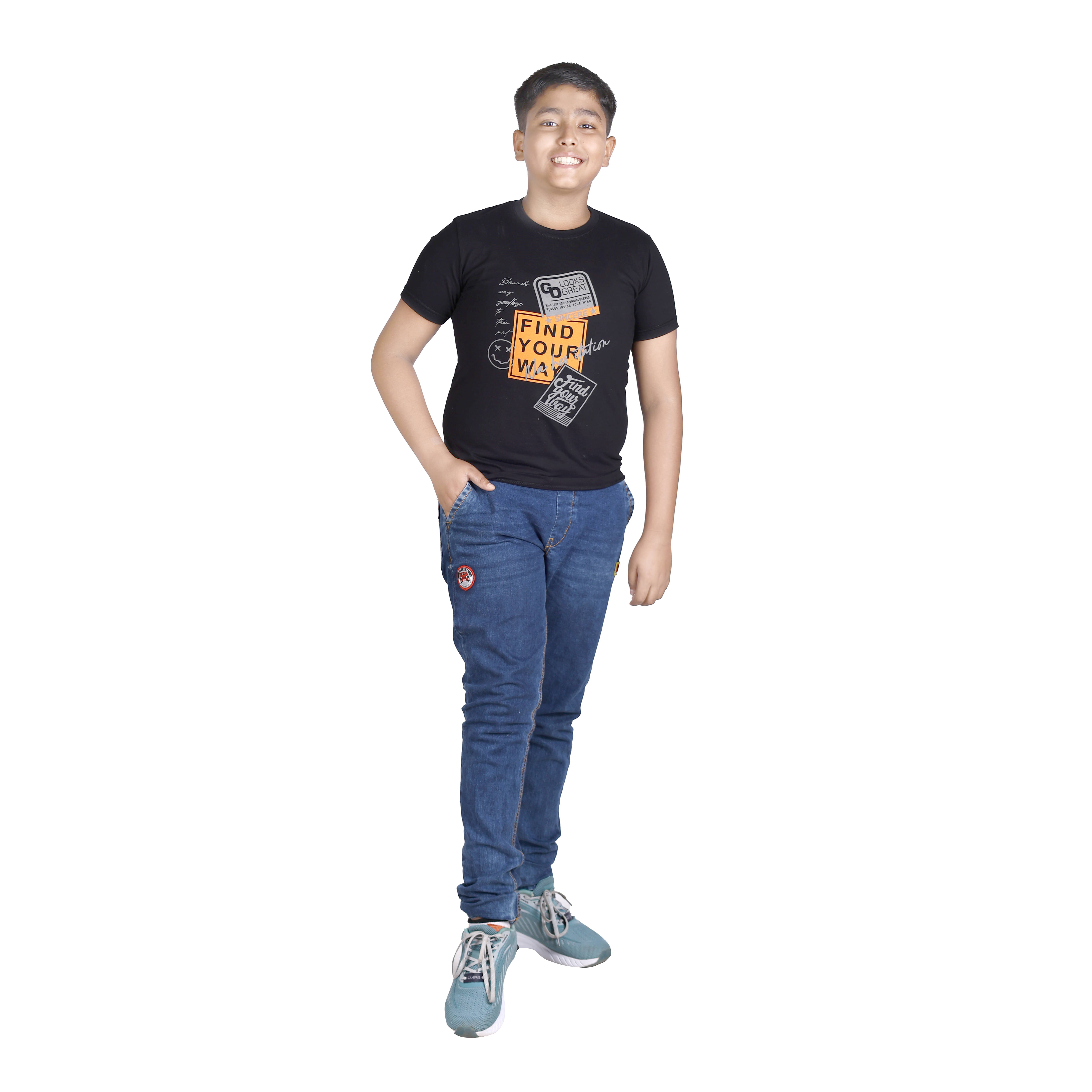     			Kidzee Kingdom Pack of 1 Boys Cotton T-Shirt ( Black )