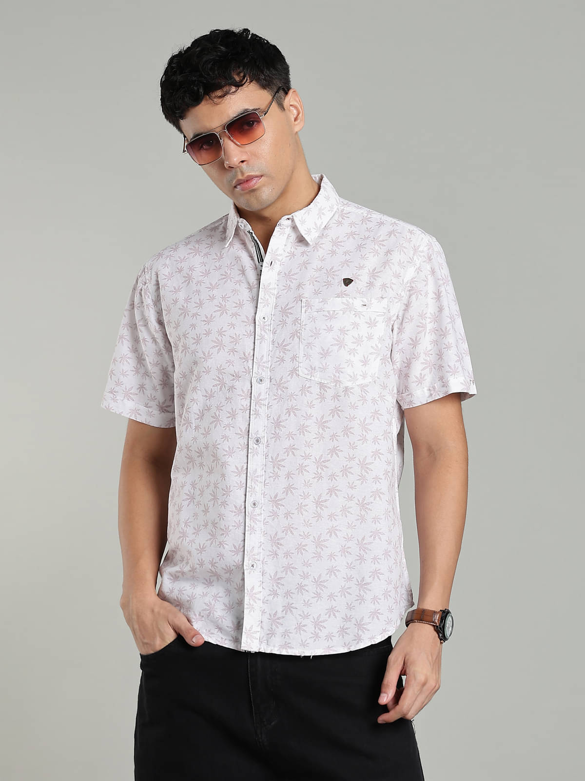     			Kuons Avenue Linen Regular Fit Printed Half Sleeves Men's Casual Shirt - Maroon ( Pack of 1 )