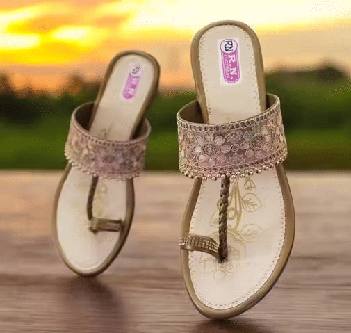     			M/s Ramsar Footwear Gold Women's Flats