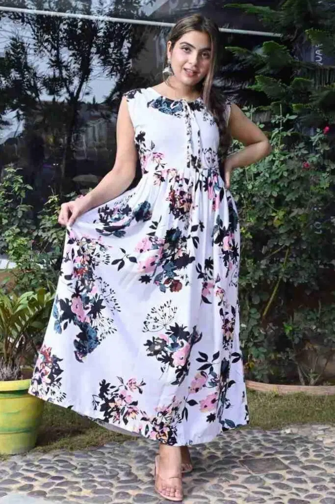 MK creation Women Cotton Blend Printed Gown ( Multicolor )     			MK creation Women Cotton Blend Printed Gown ( Multicolor )