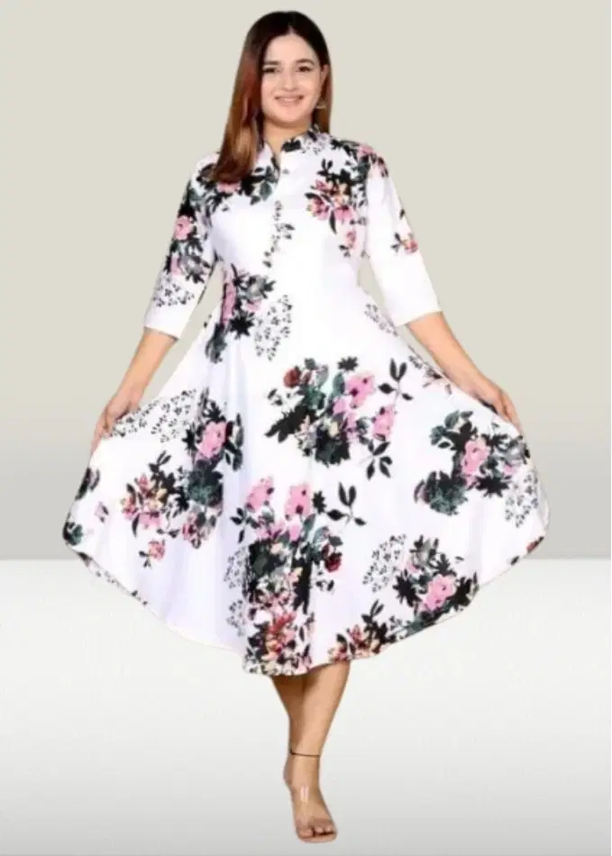 MK creation Women Cotton Blend Printed Gown ( White )     			MK creation Women Cotton Blend Printed Gown ( White )