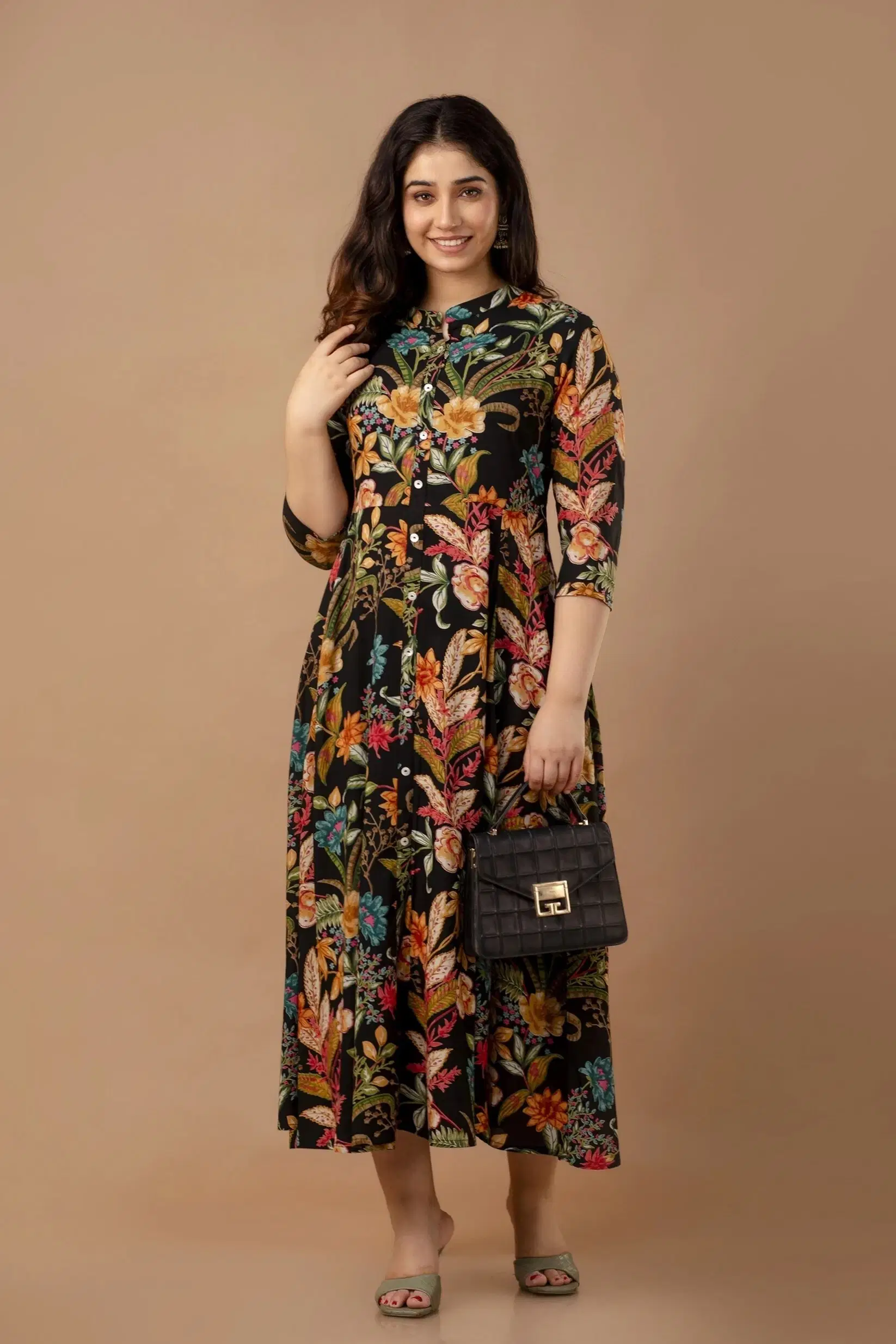     			MK creation Women Cotton Blend Printed Gown ( Multicolor )