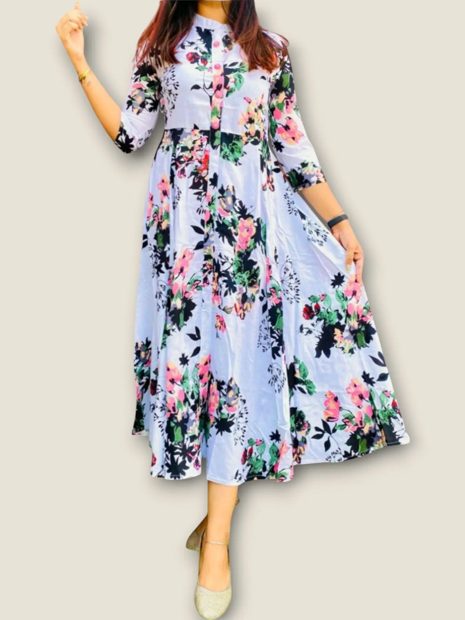 MK creation Women Rayon Printed Gown ( Multicolor ) MK creation Women Rayon Printed Gown ( Multicolor )