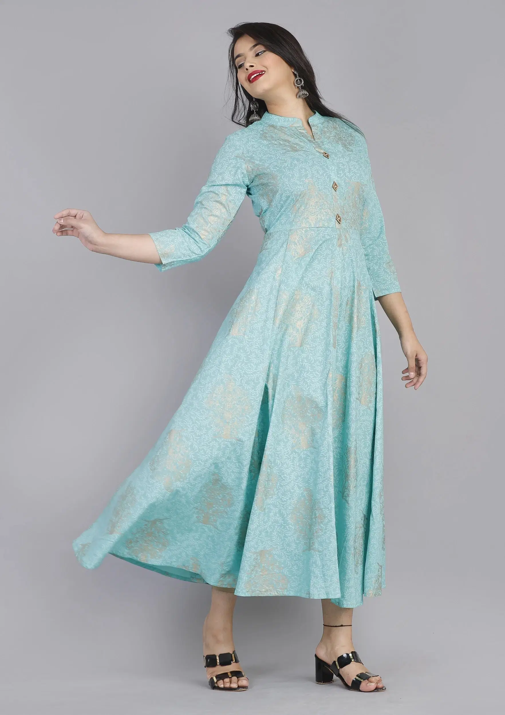     			MK creation Women Rayon Printed Gown ( Blue )