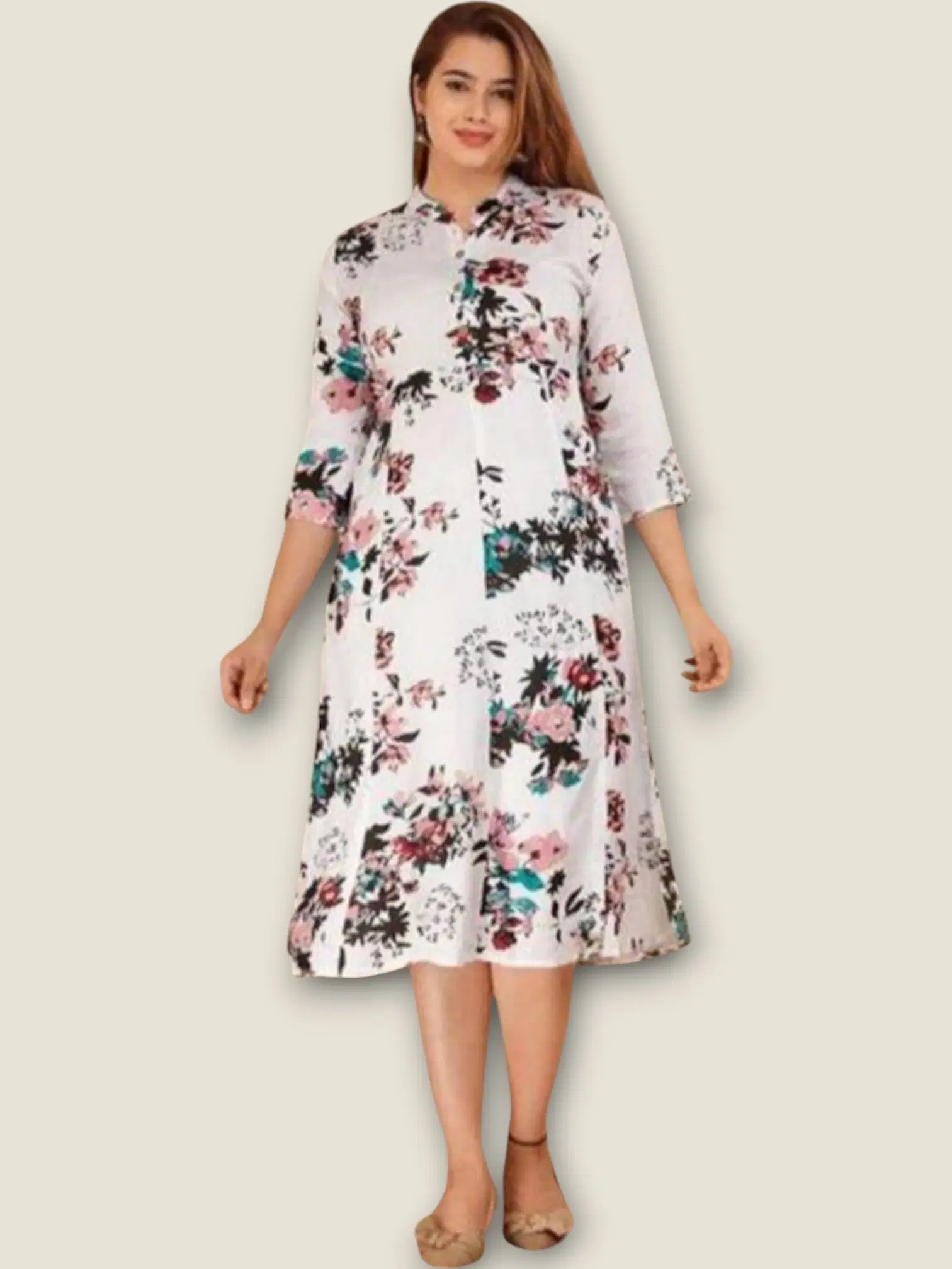 MK creation Women Rayon Printed Gown ( White )     			MK creation Women Rayon Printed Gown ( White )