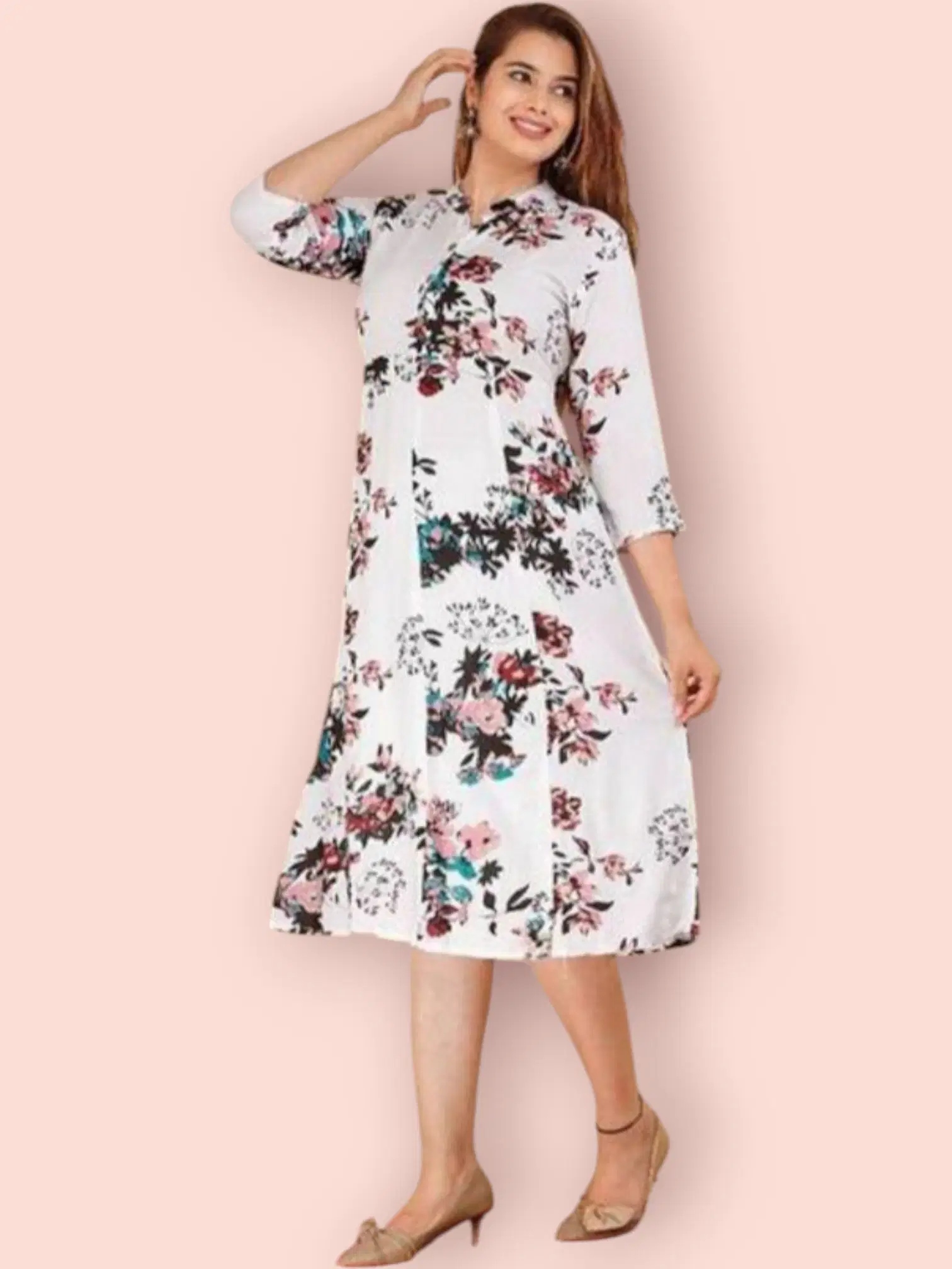 MK creation Women Rayon Printed Gown ( White )     			MK creation Women Rayon Printed Gown ( White )