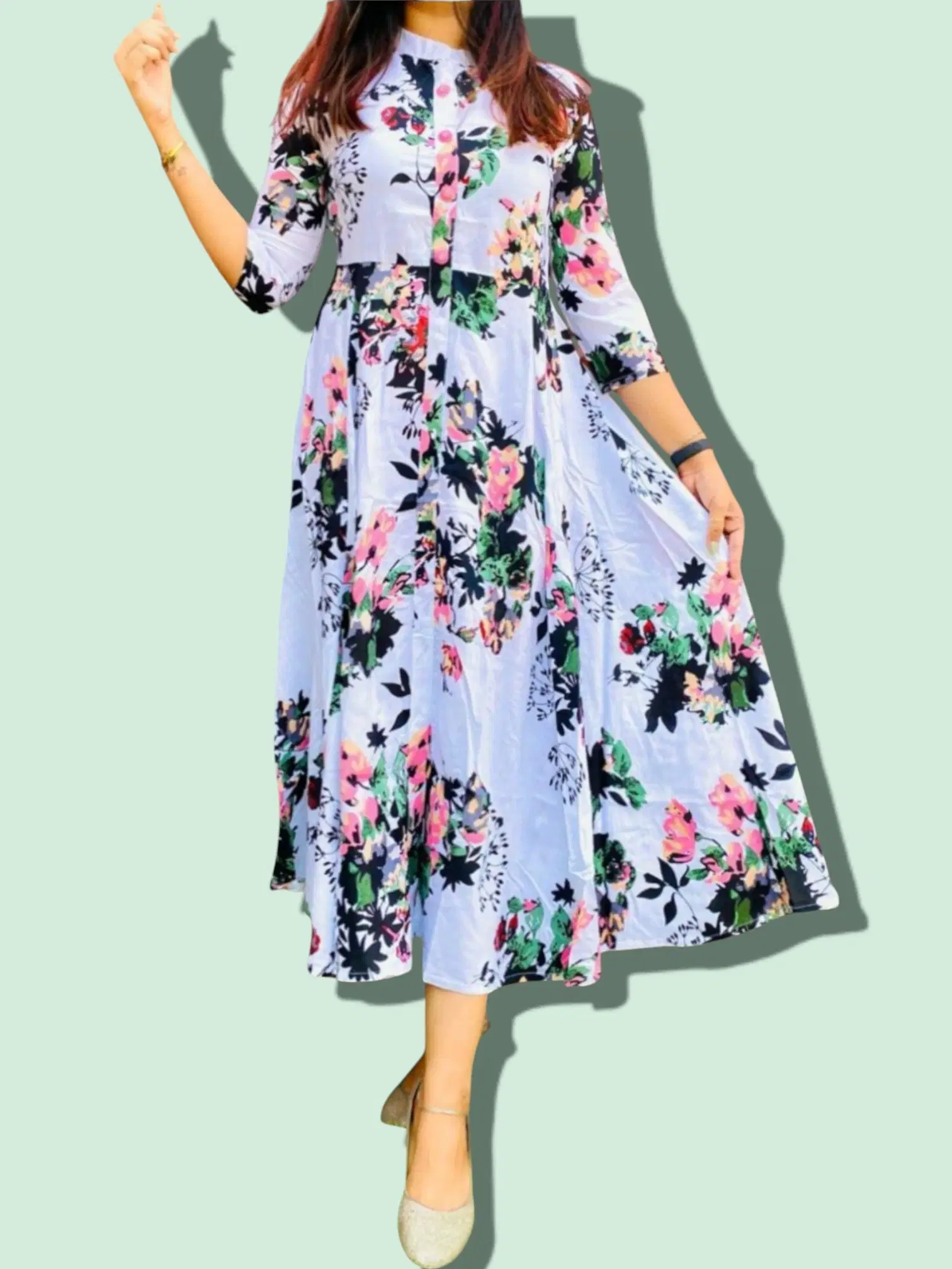     			MK creation Women Rayon Printed Gown ( Multicolor )