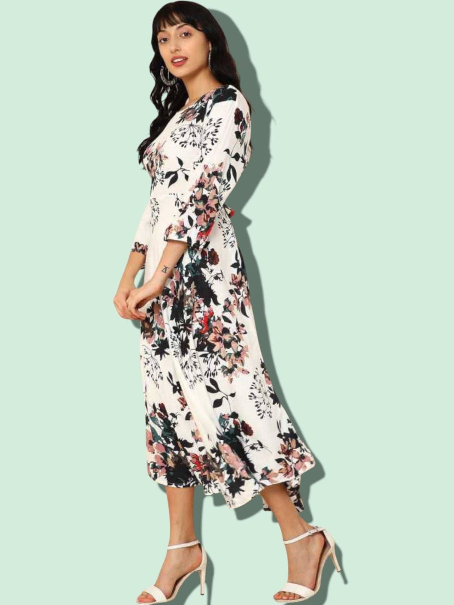 MK creation Women Rayon Printed Gown ( White ) MK creation Women Rayon Printed Gown ( White )