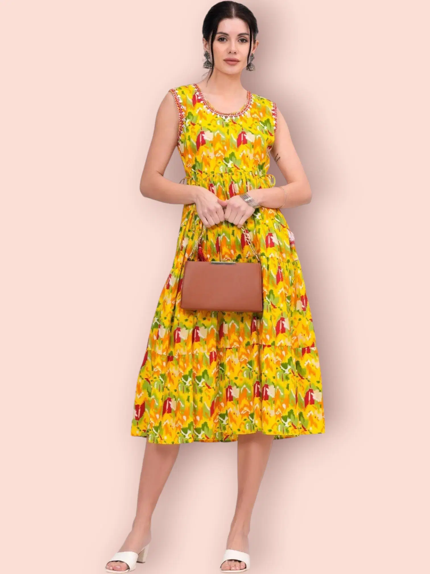     			MK creation Women Rayon Printed Gown ( Yellow )