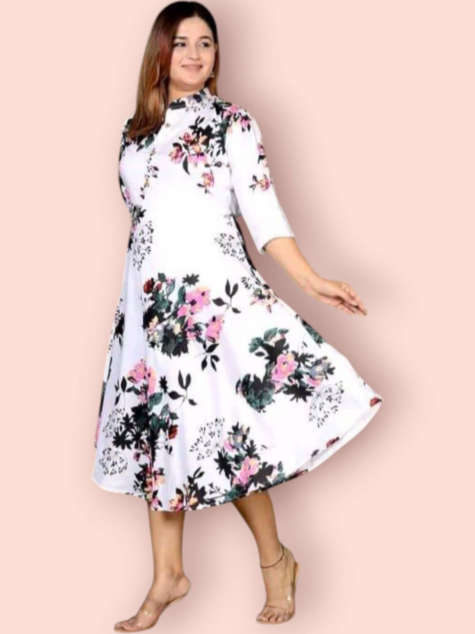 MK creation Women Rayon Printed Gown ( White ) MK creation Women Rayon Printed Gown ( White )