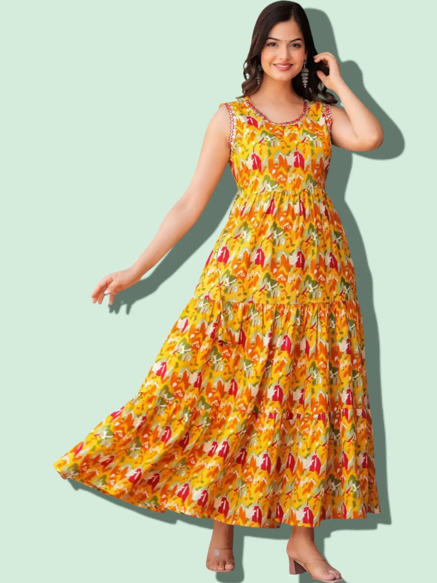     			MK creation Women Rayon Printed Gown ( Multicolor )