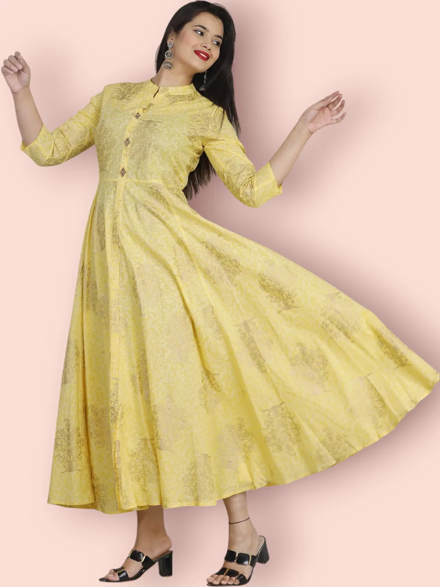     			MK creation Women Rayon Printed Gown ( Yellow )