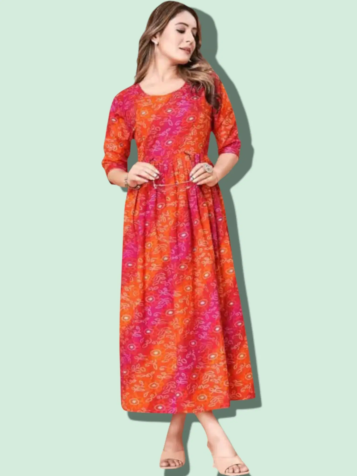     			MK creation Women Rayon Printed Gown ( Red )